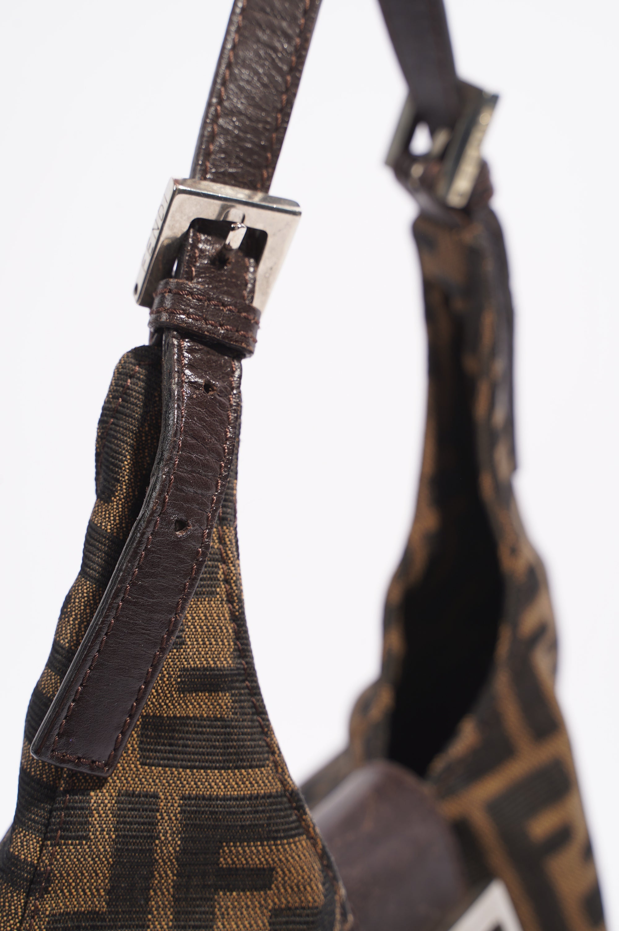 Fendi Zucca Croissant Shoulder Bag Brown Canvas