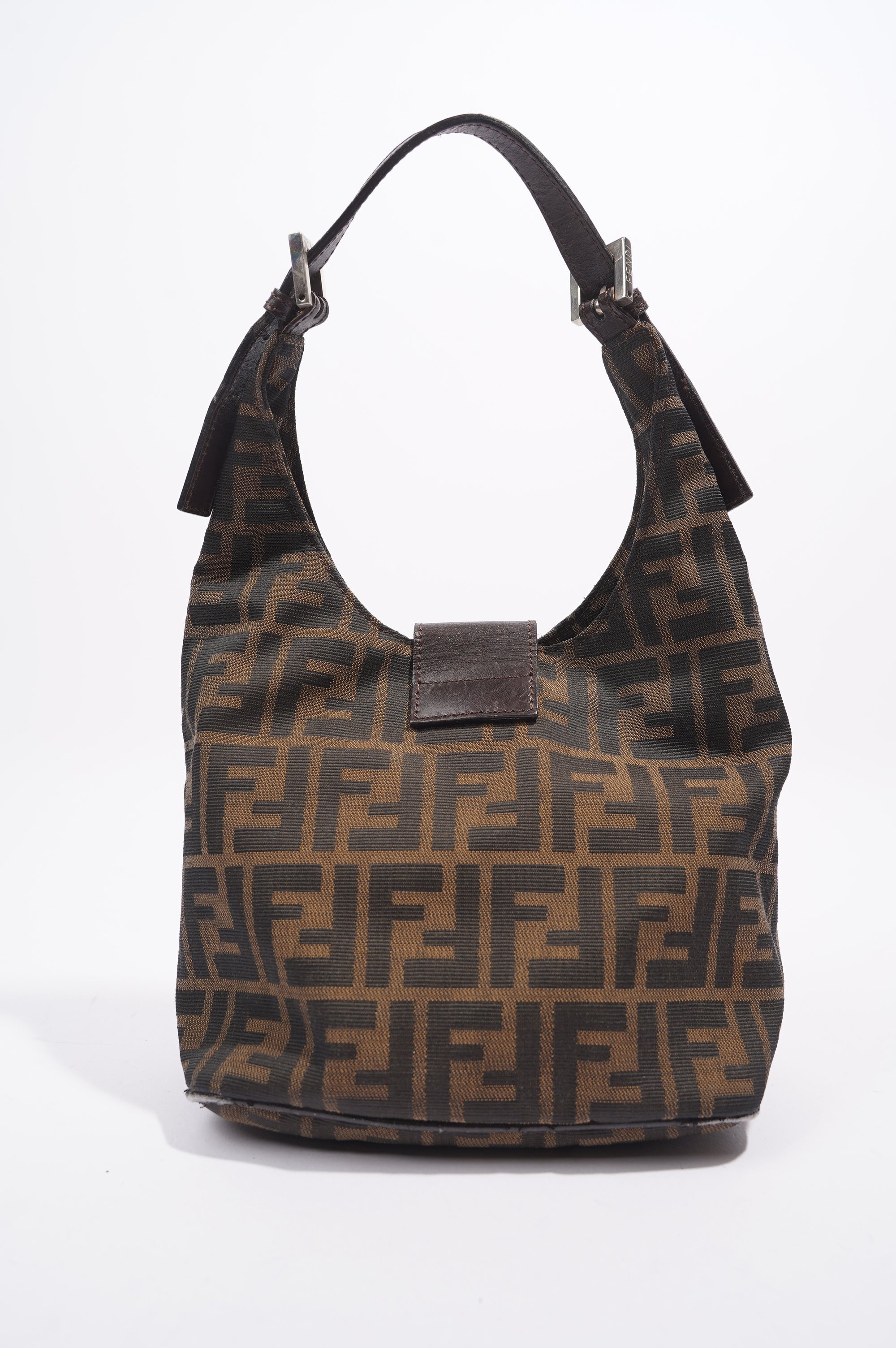 Fendi Zucca Croissant Shoulder Bag Brown Canvas