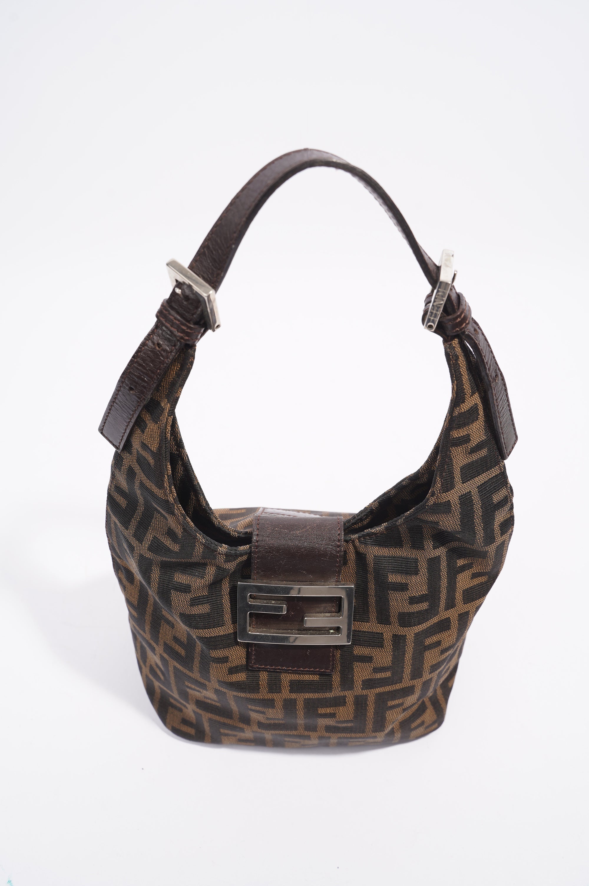 Fendi Zucca Croissant Shoulder Bag Brown Canvas