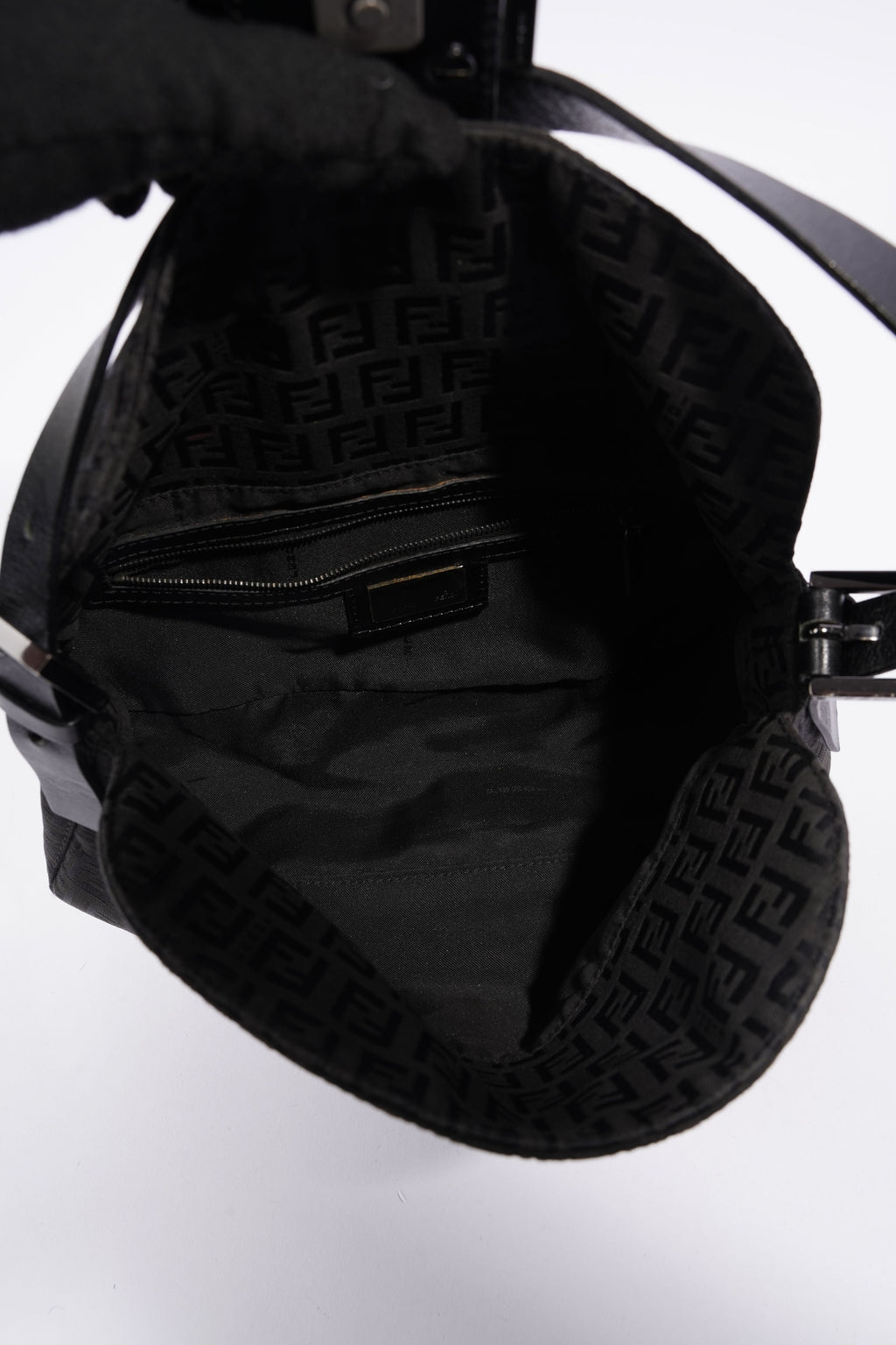 Fendi Zucchino Canvas Shoulder Bag Black Canvas