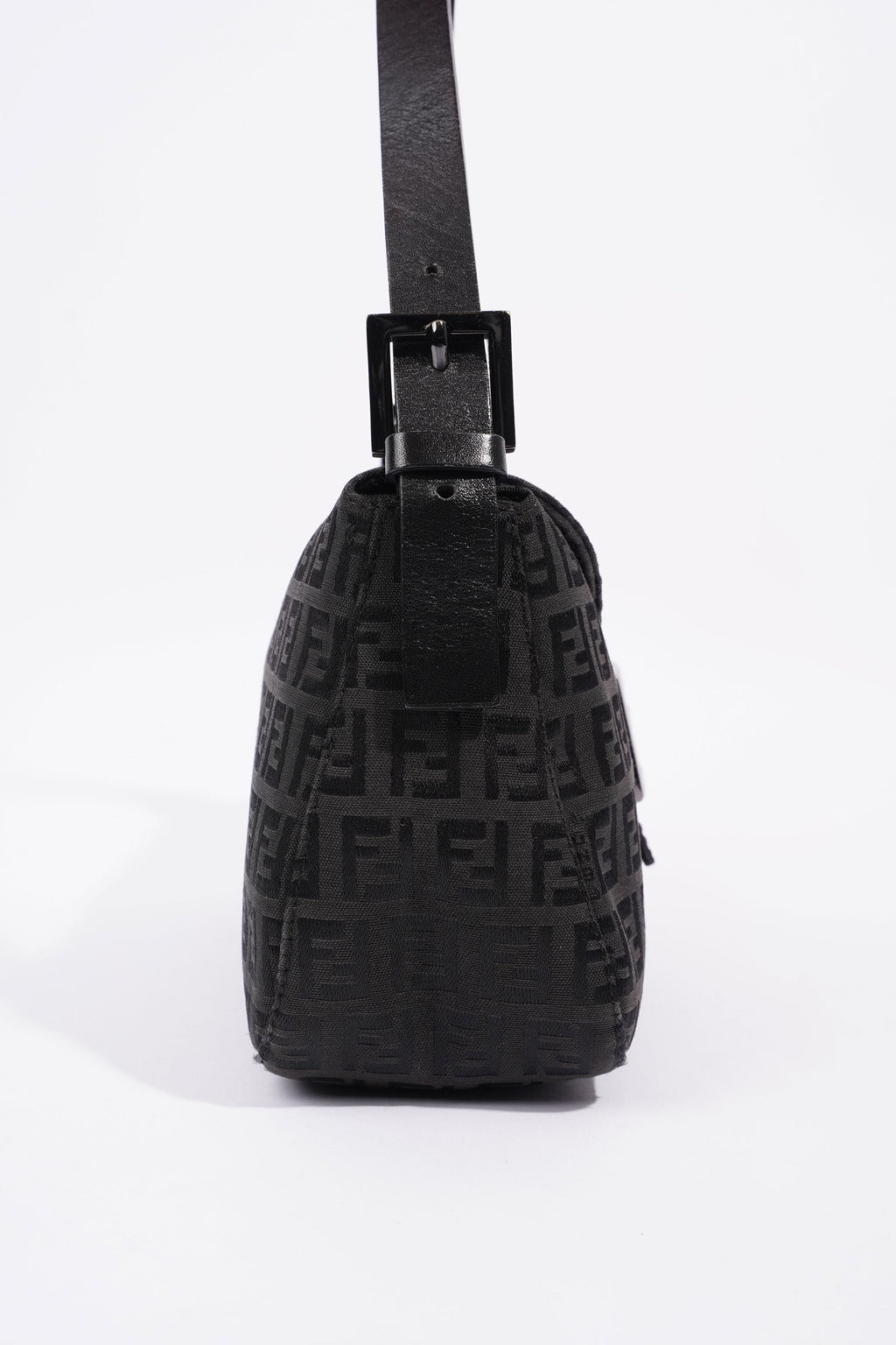Fendi Zucchino Canvas Shoulder Bag Black Canvas