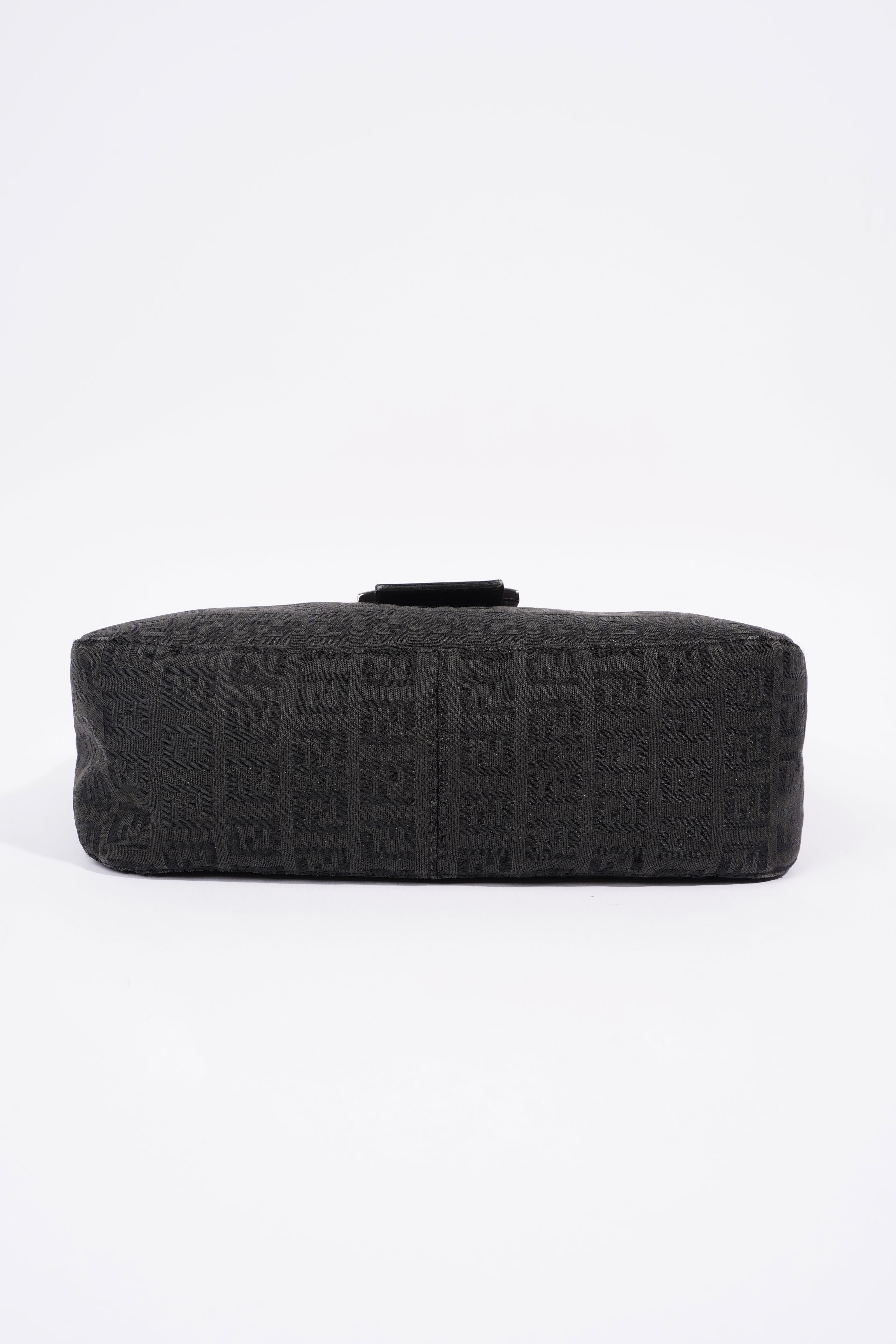 Fendi Zucchino Canvas Shoulder Bag Black Canvas