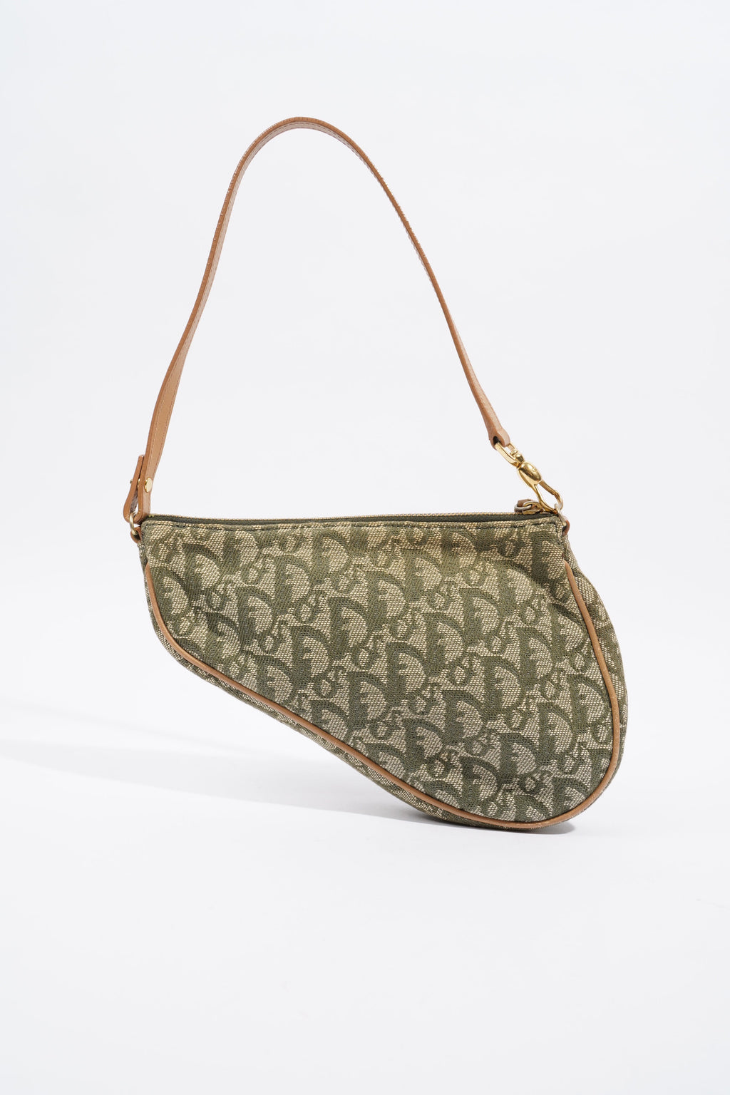 Christian Dior Saddle Bag Khaki / Brown Canvas Mini