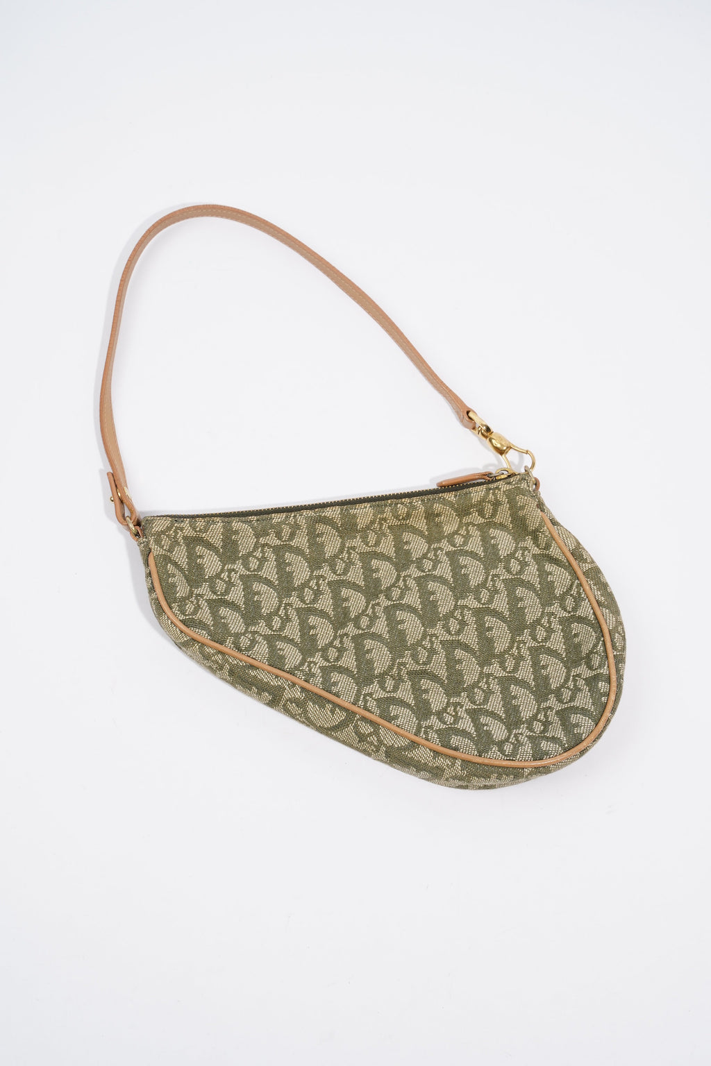 Christian Dior Saddle Bag Khaki / Brown Canvas Mini