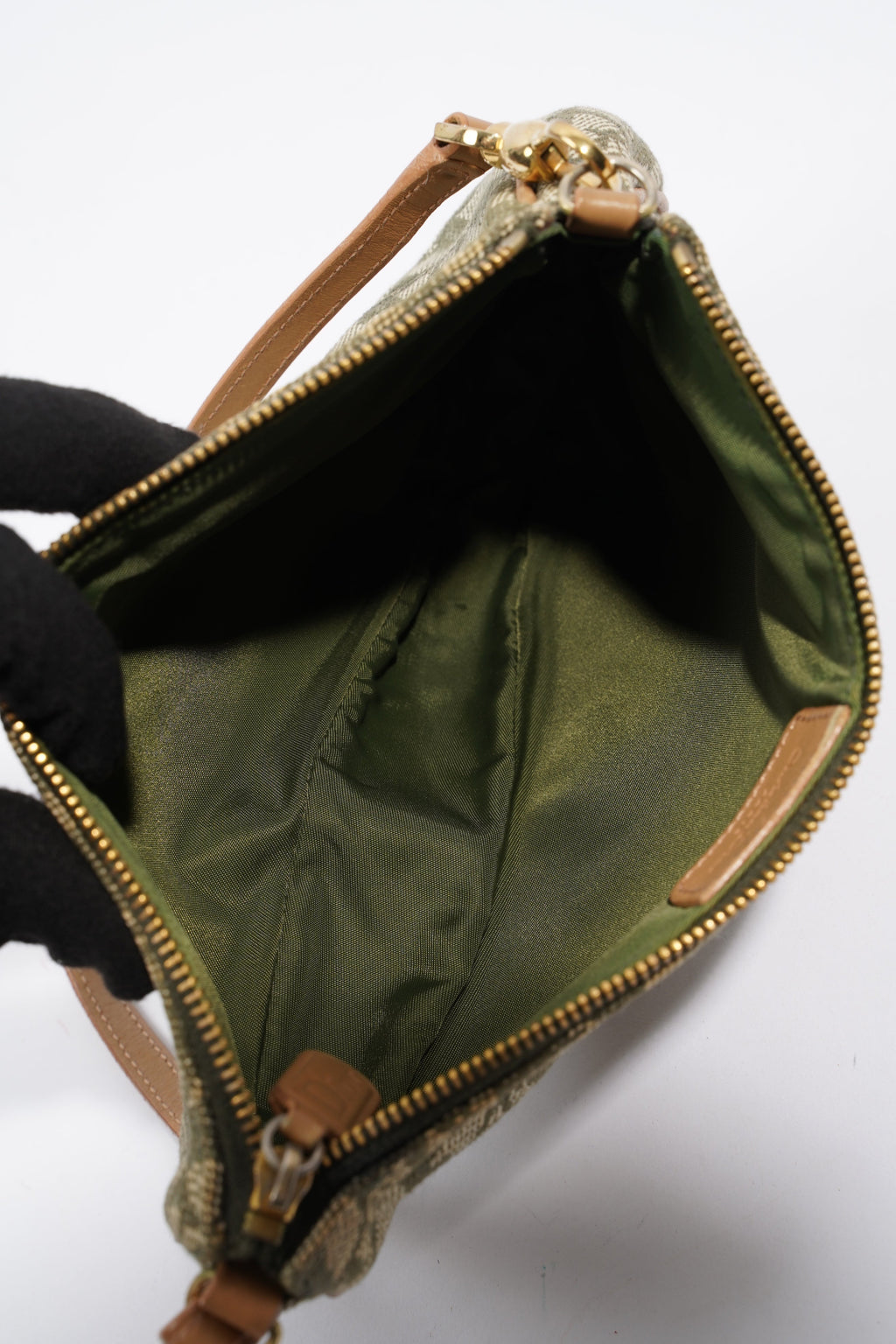 Christian Dior Saddle Bag Khaki / Brown Canvas Mini