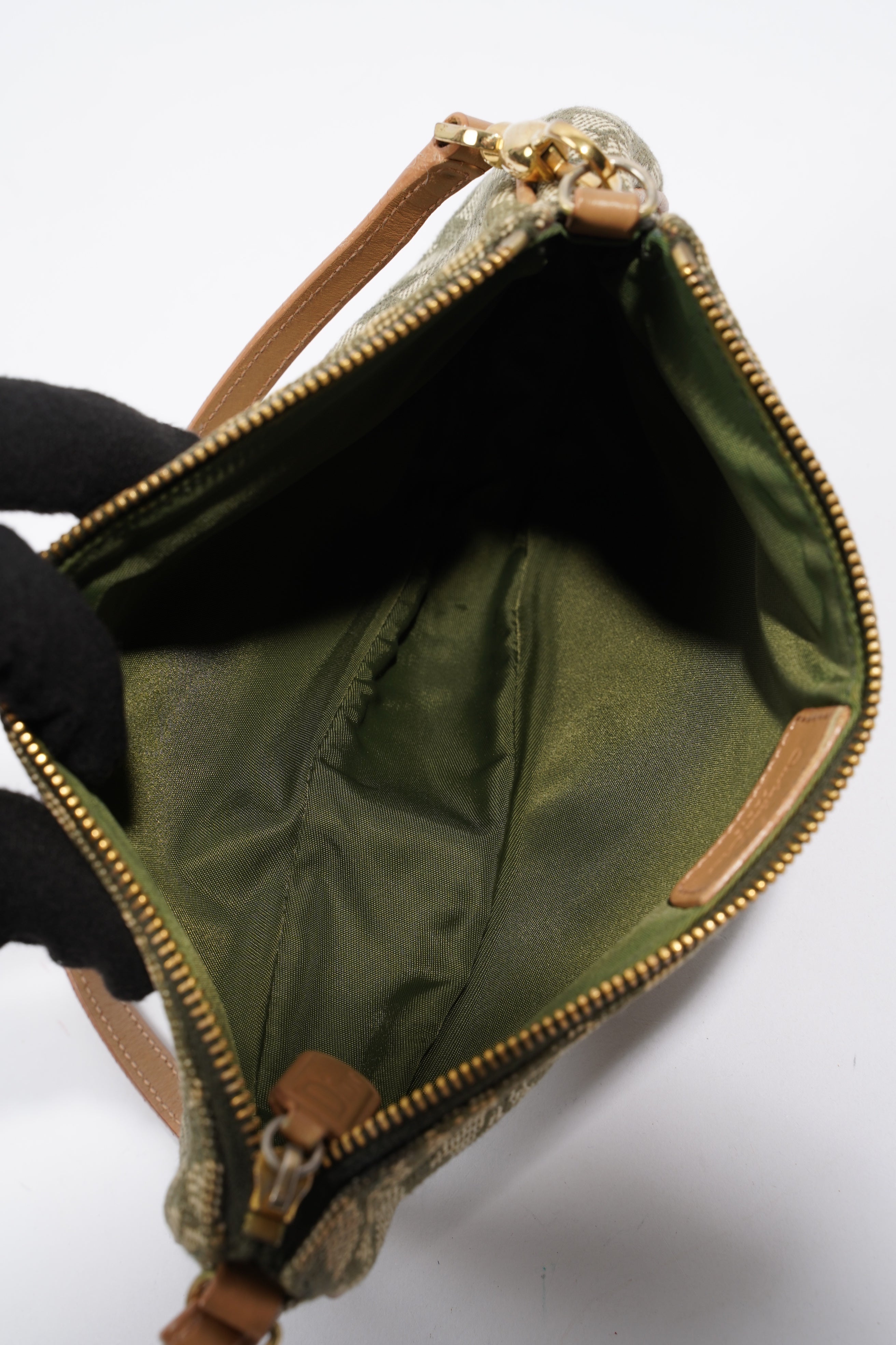 Christian Dior Saddle Bag Khaki / Brown Canvas Mini
