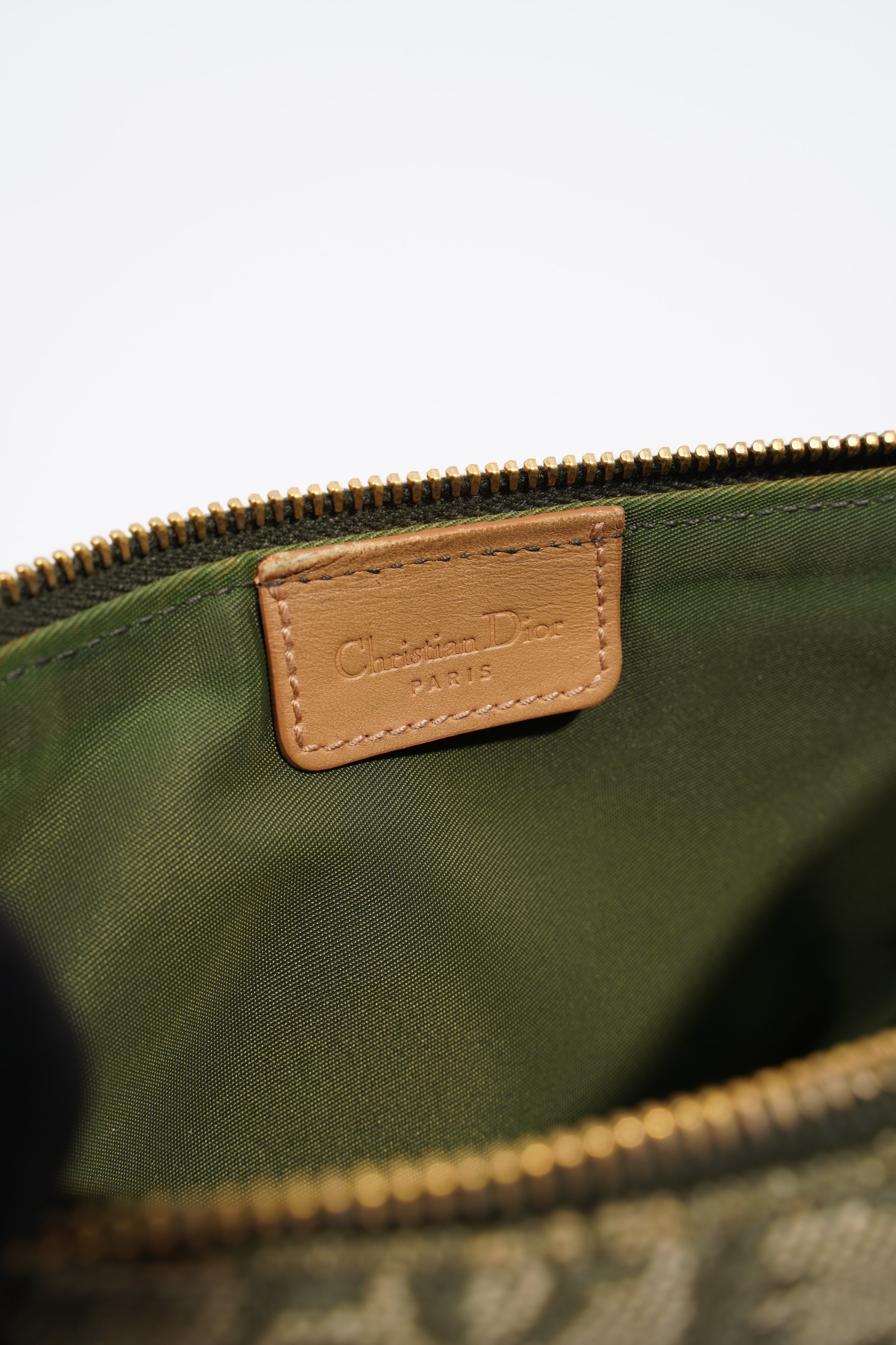 Christian Dior Saddle Bag Khaki / Brown Canvas Mini