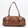 Gucci Guccissima GG Interlocking Shoulder Bag Bronze Leather