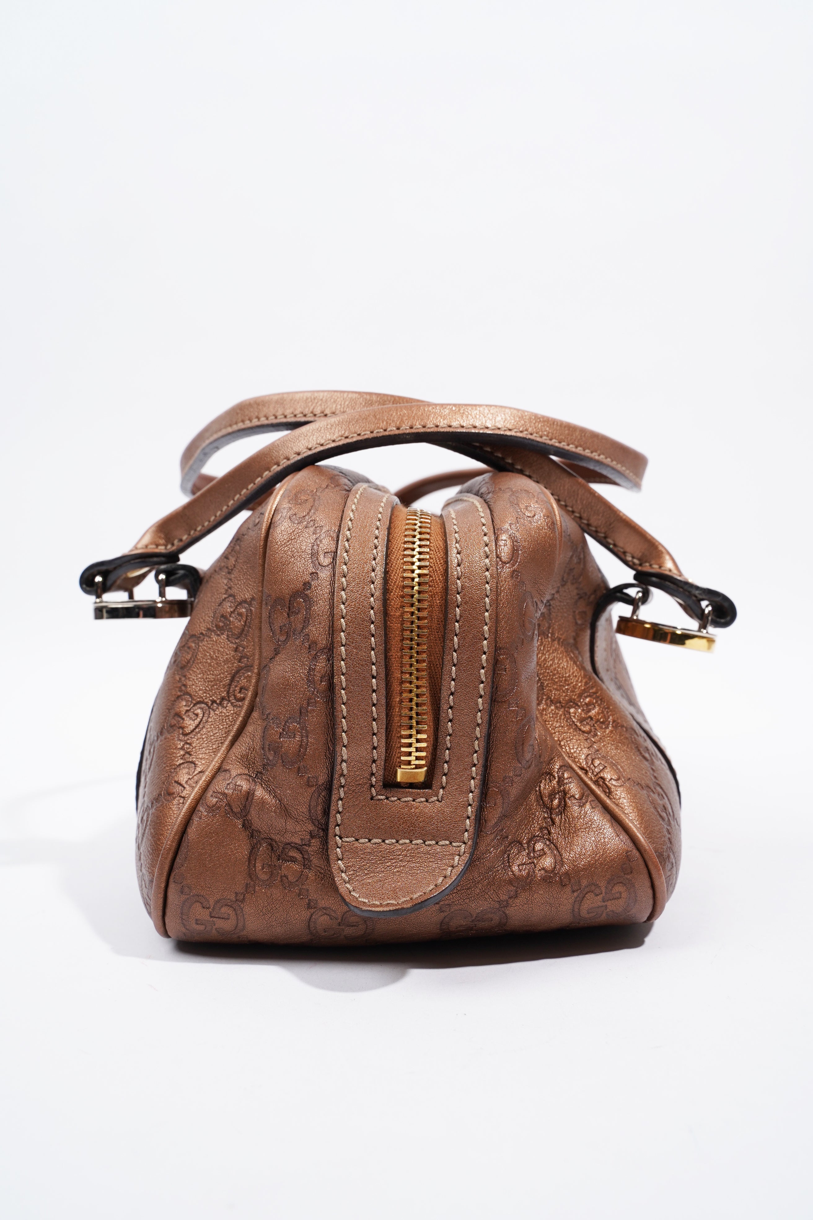 Gucci Guccissima GG Interlocking Shoulder Bag Bronze Leather