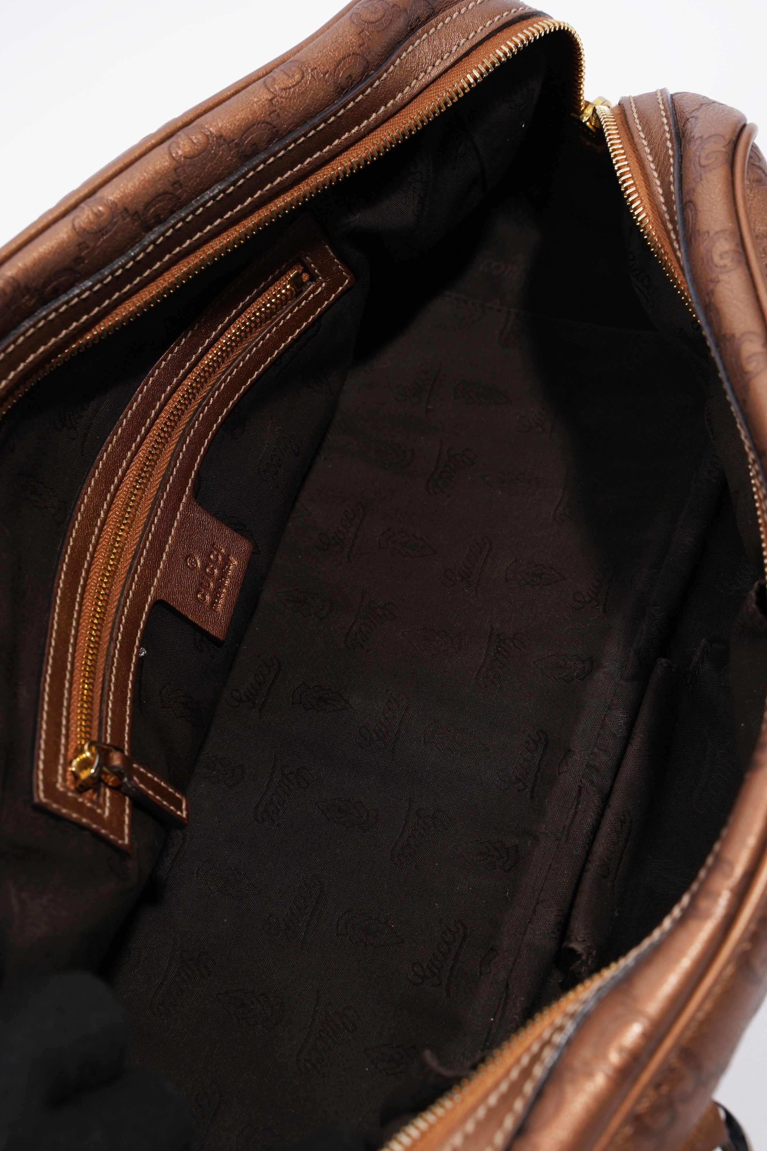 Gucci Guccissima GG Interlocking Shoulder Bag Bronze Leather