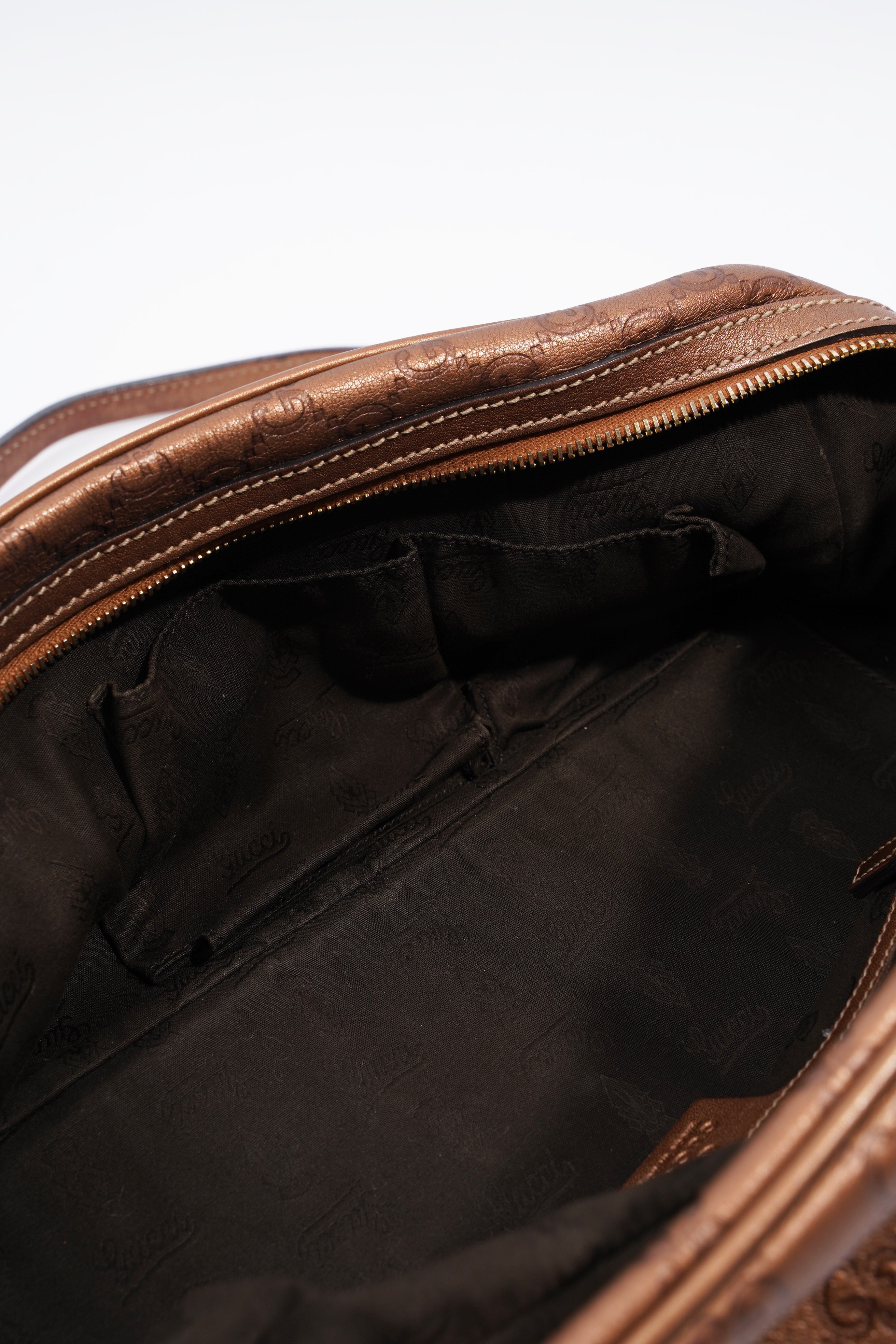 Gucci Guccissima GG Interlocking Shoulder Bag Bronze Leather