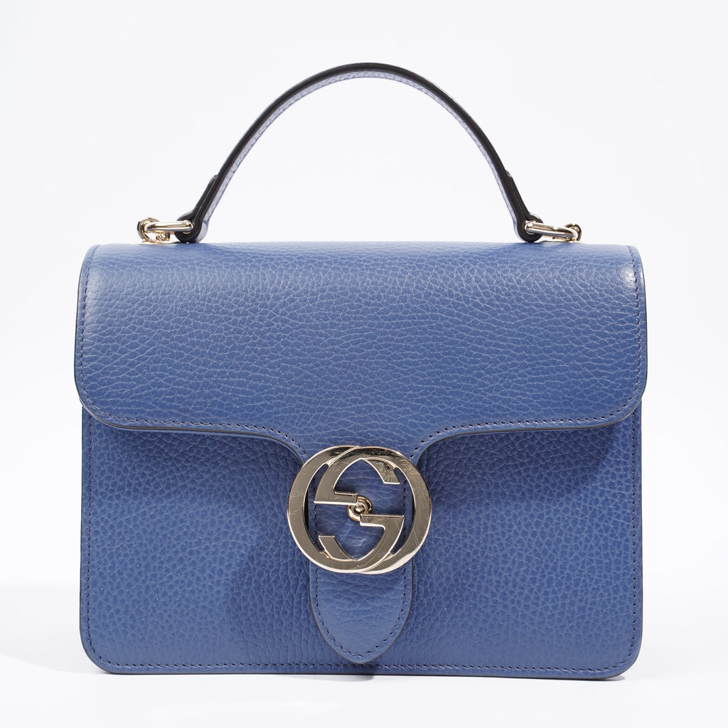 Gucci Interlocking GG Chain Blue Grained Leather