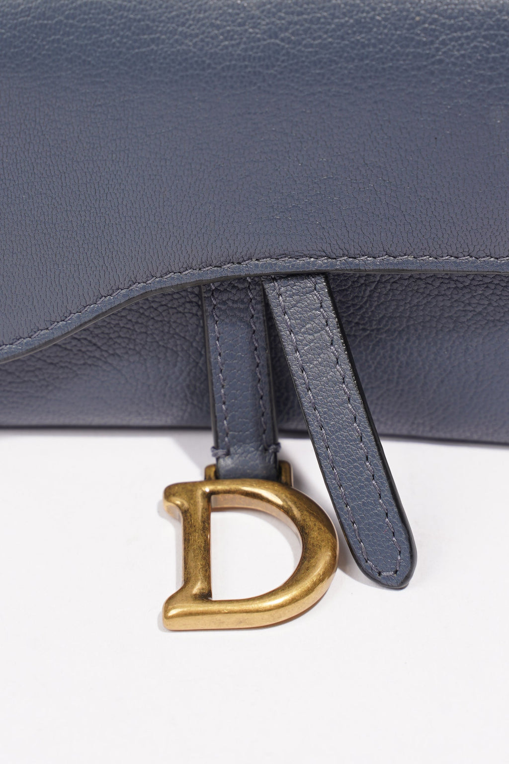 Christian Dior Saddle Micro With Chain Blue Leather