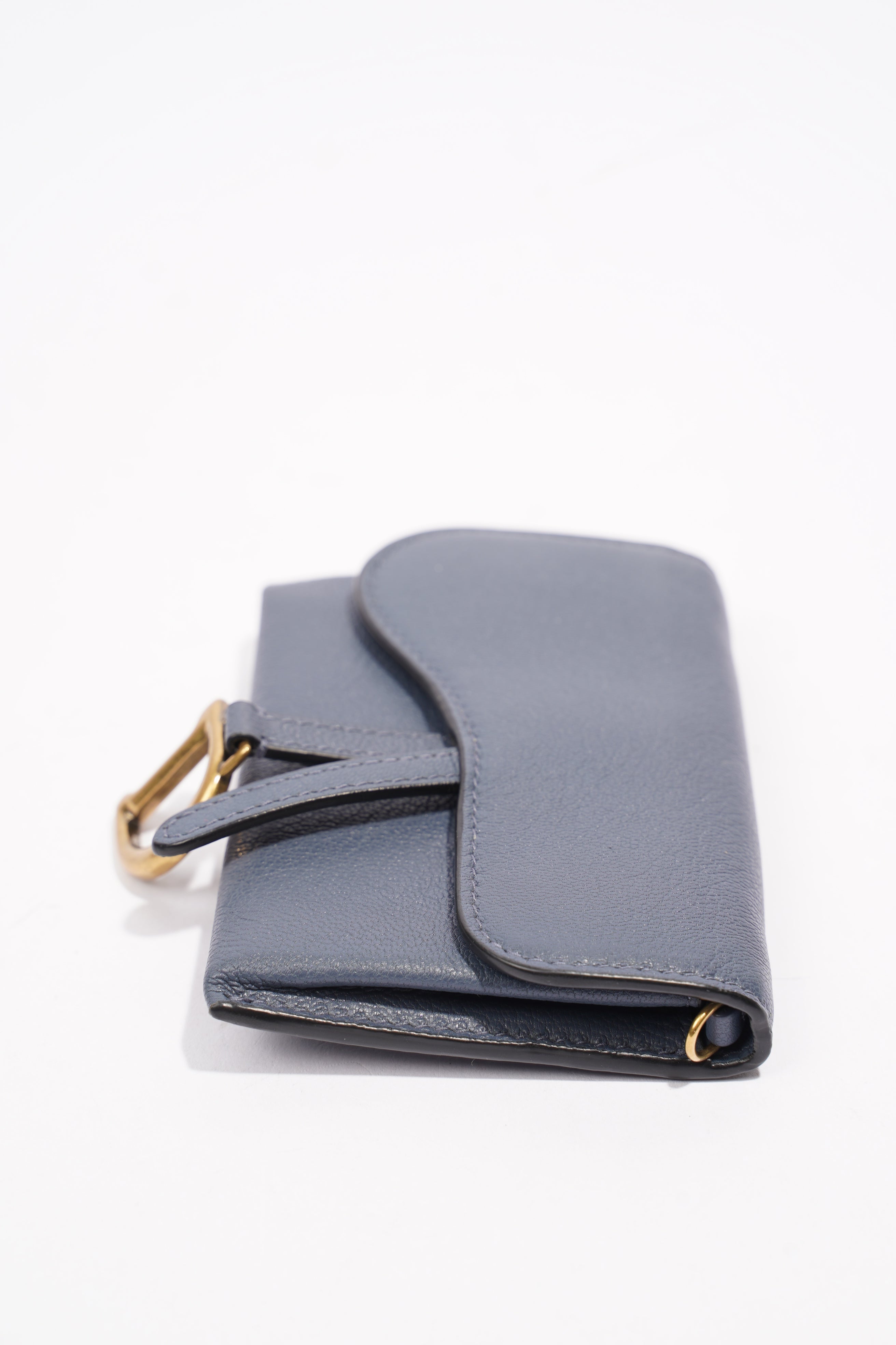 Christian Dior Saddle Micro With Chain Blue Leather