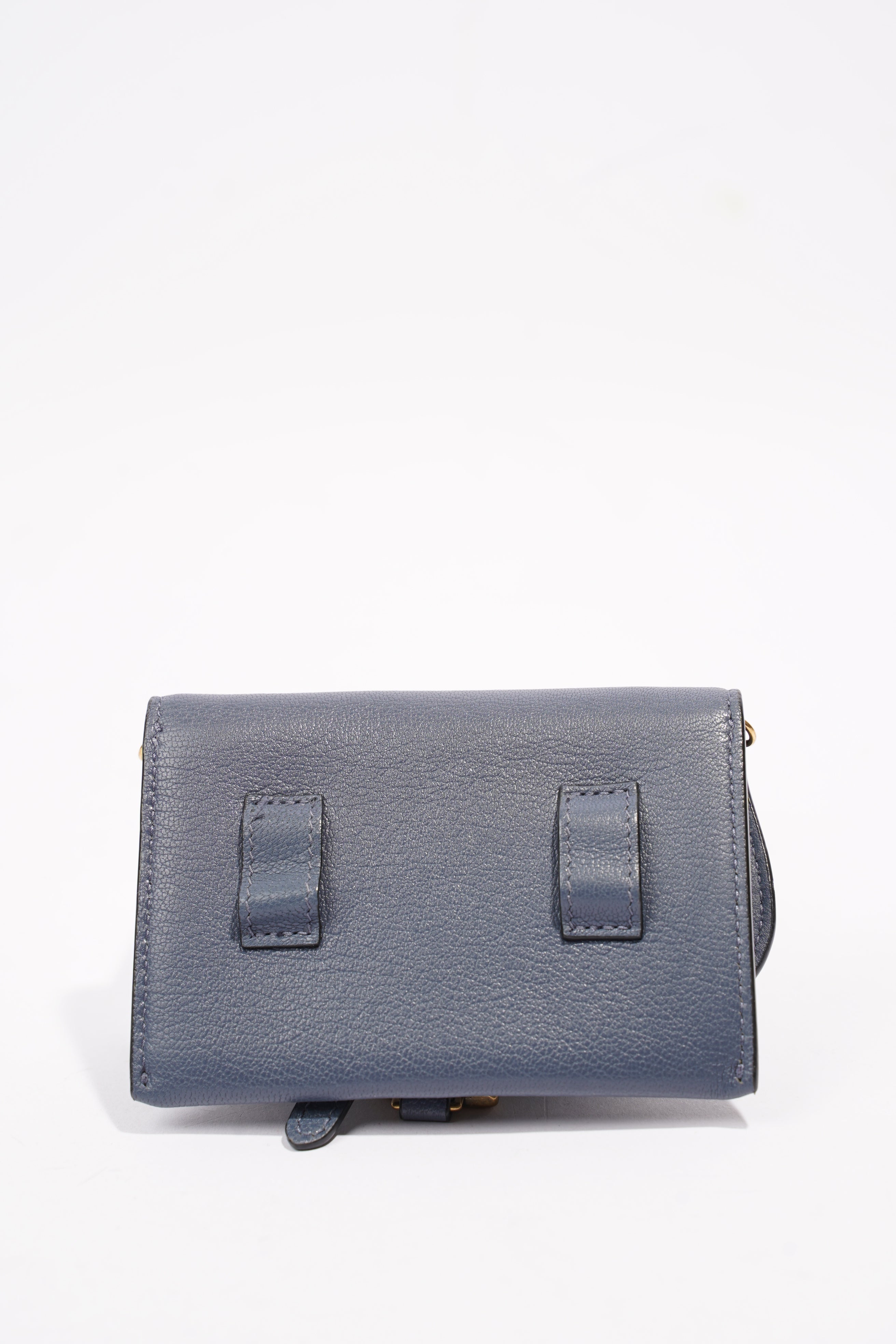 Christian Dior Saddle Micro With Chain Blue Leather