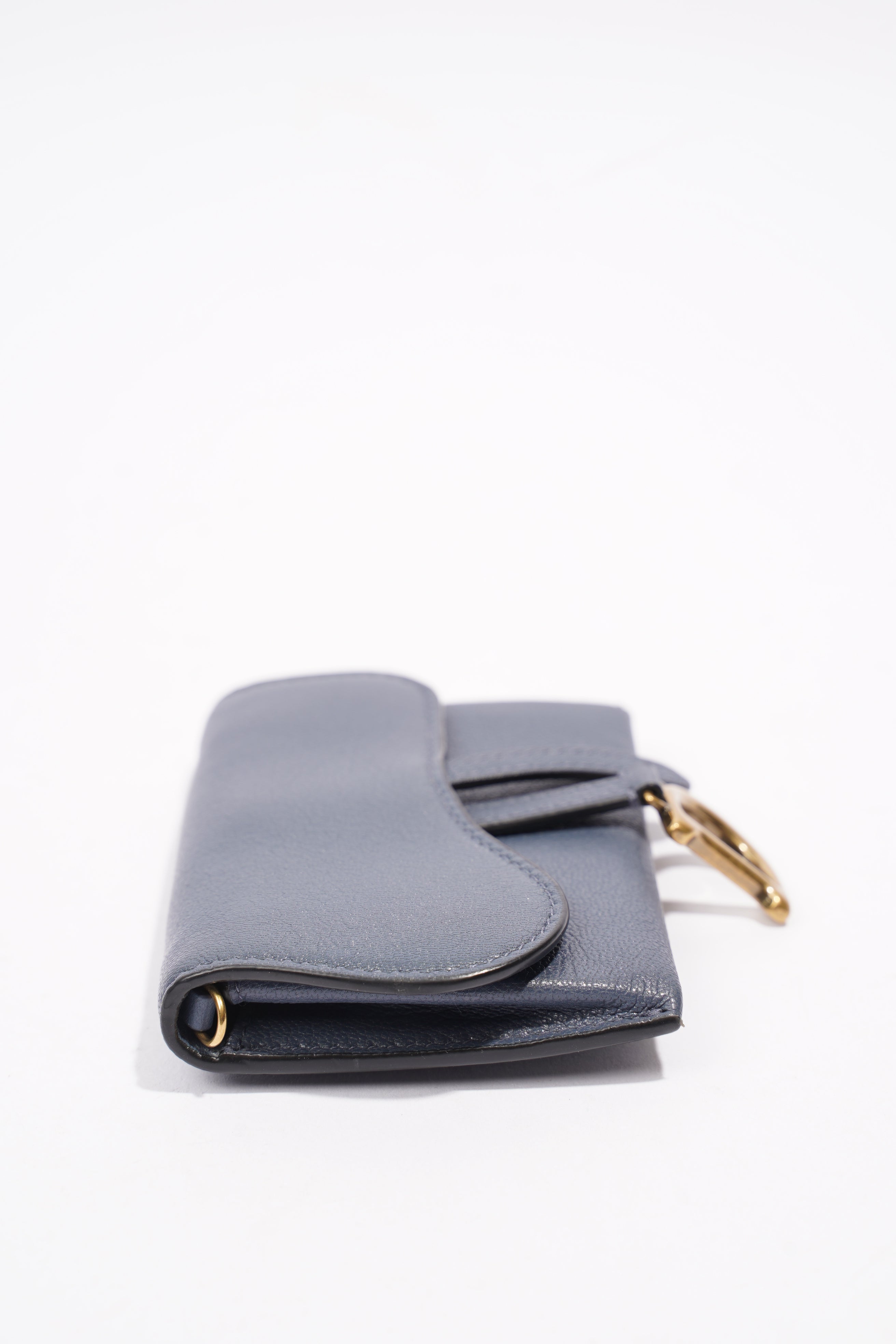 Christian Dior Saddle Micro With Chain Blue Leather