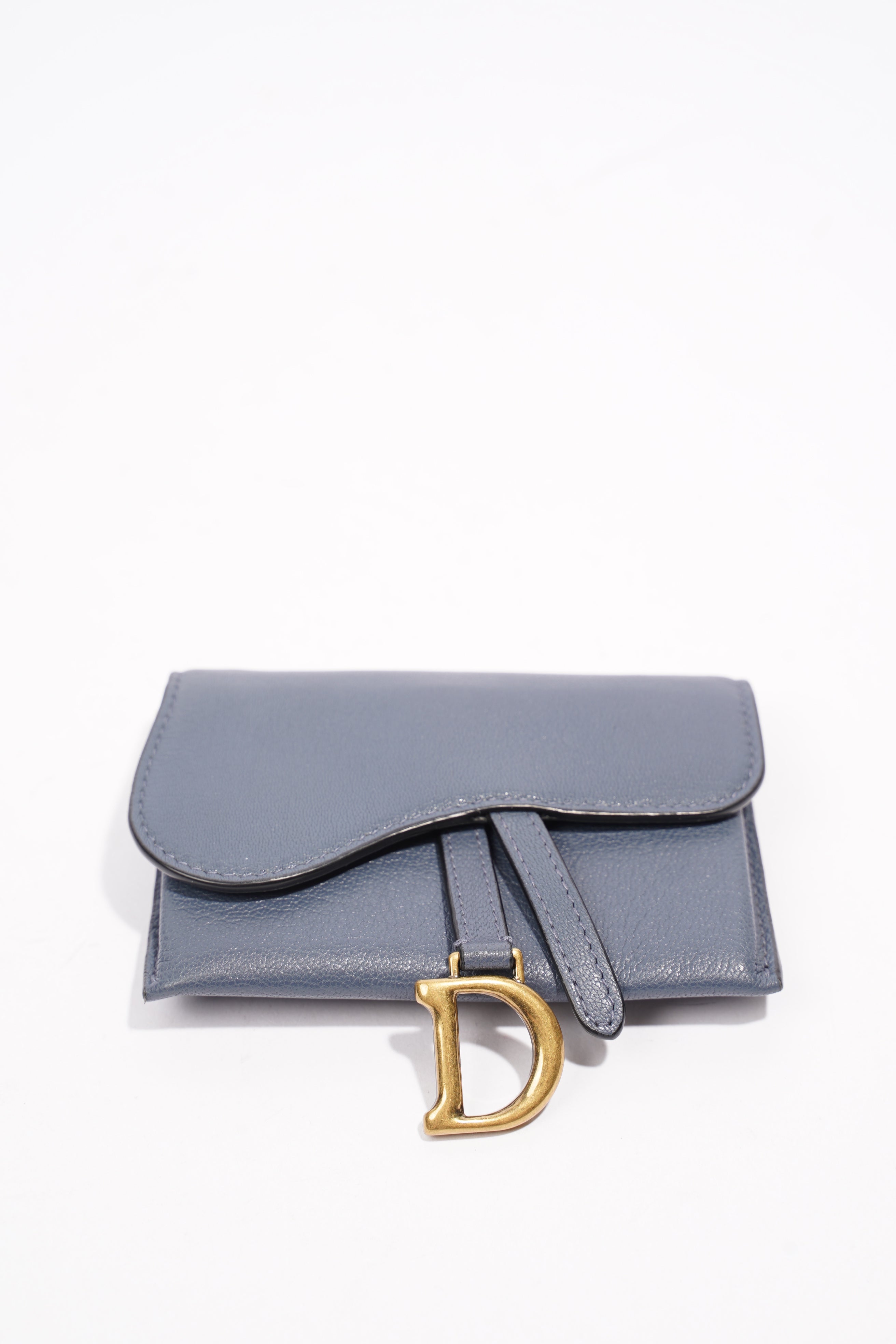 Christian Dior Saddle Micro With Chain Blue Leather
