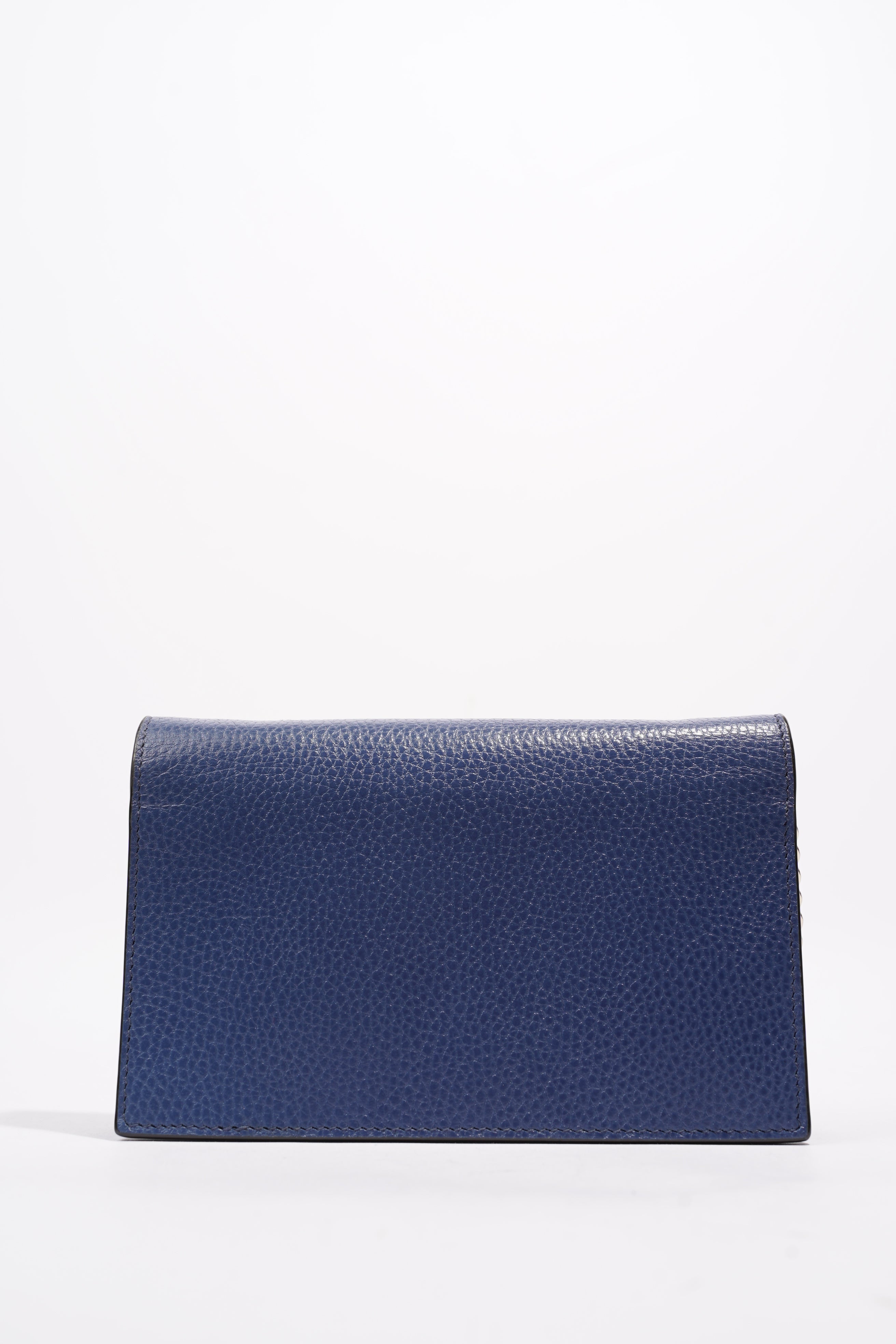 Gucci Interlocking GG Chain Wallet Blue Leather