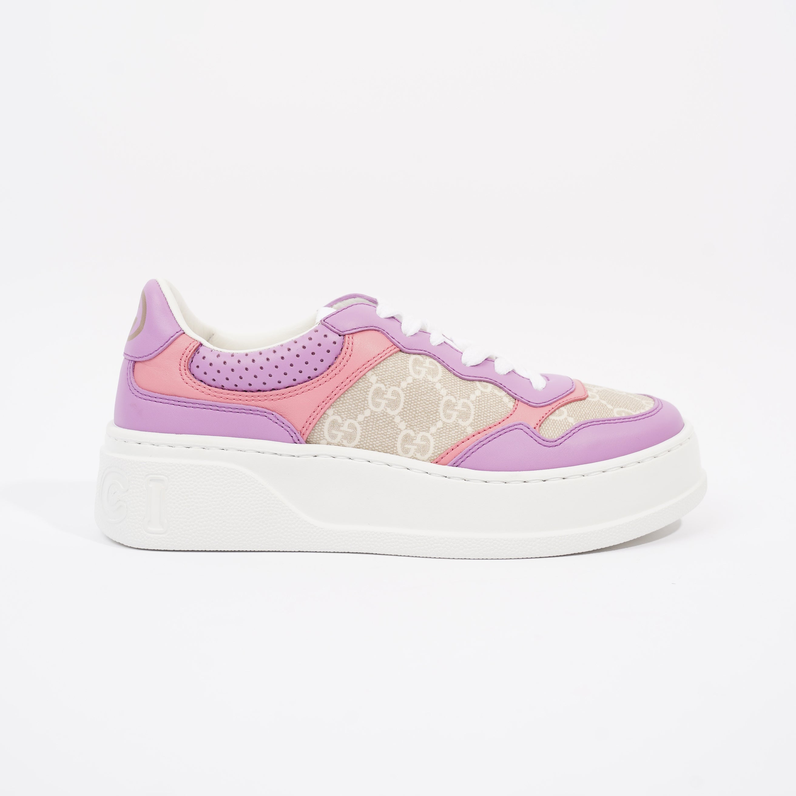 Gucci GG Supreme Monogram Pink / Beige Monogram / White Canvas EU 37.5 UK 4.5