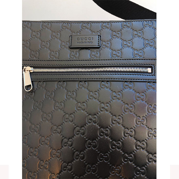 Gucci Guccissima Black Embossed GG Messenger Handbag