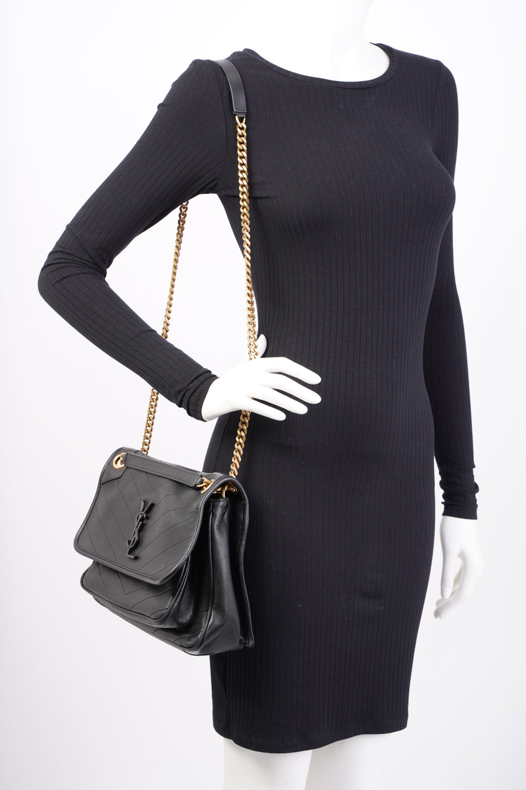 Saint Laurent Niki Chain Bag Black Lambskin Leather Medium