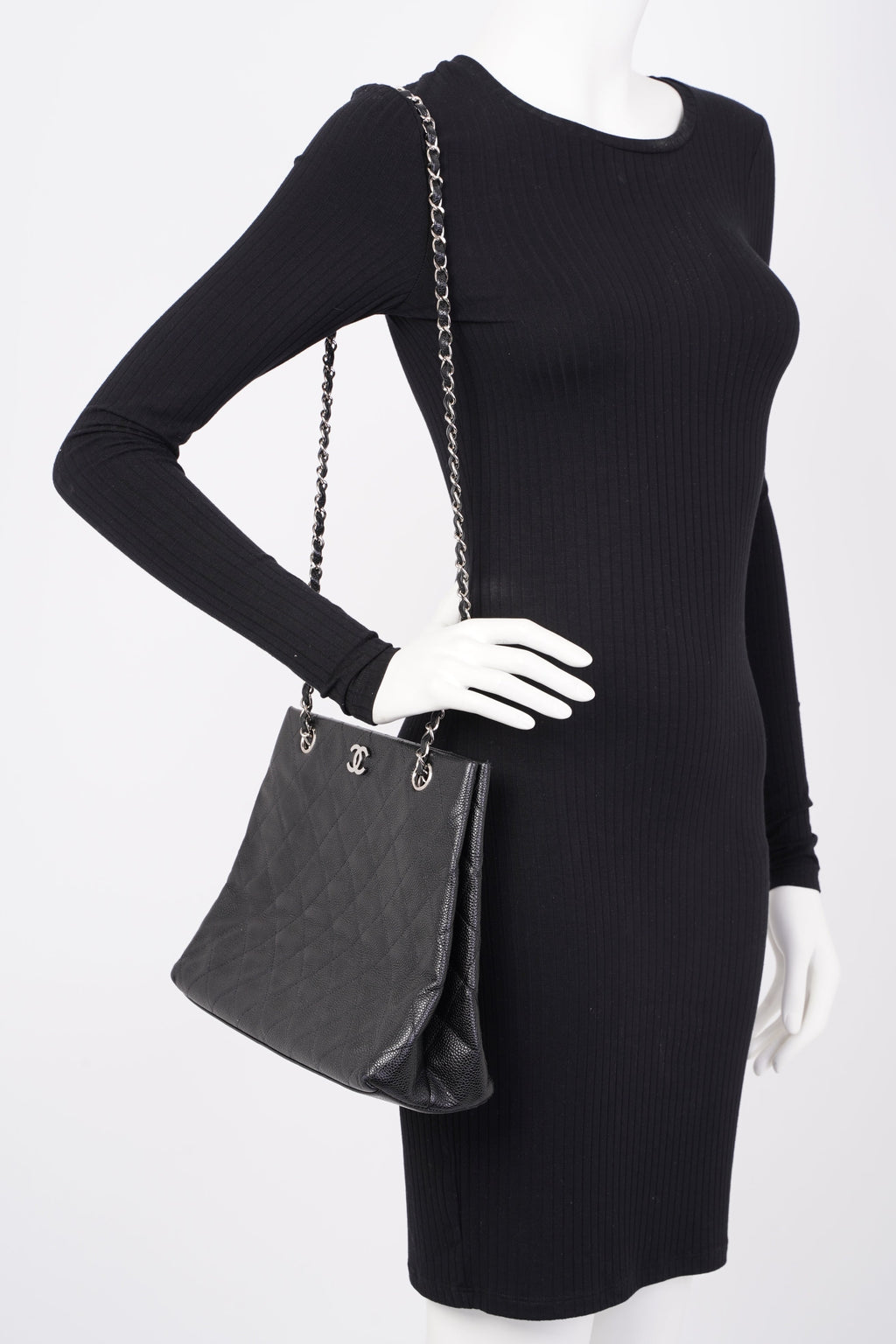 Chanel CC Shopping Tote Black Caviar Leather