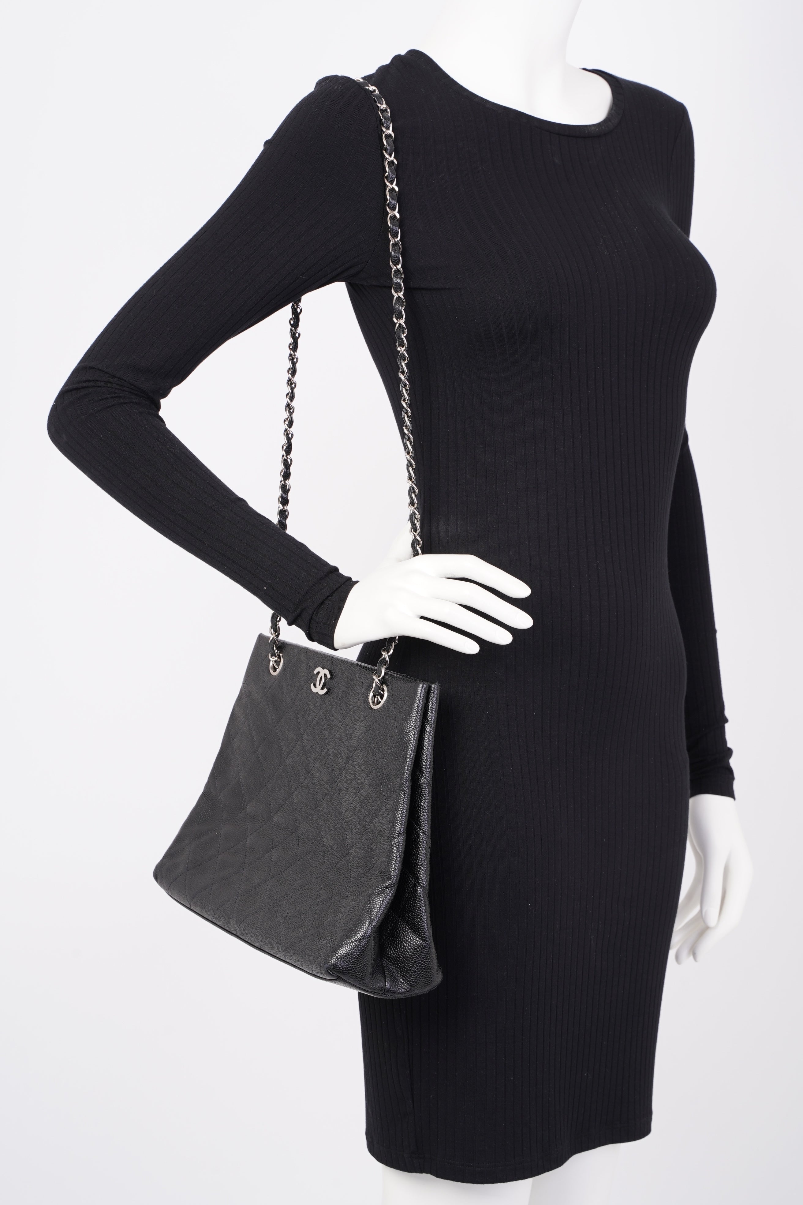 Chanel CC Shopping Tote Black Caviar Leather