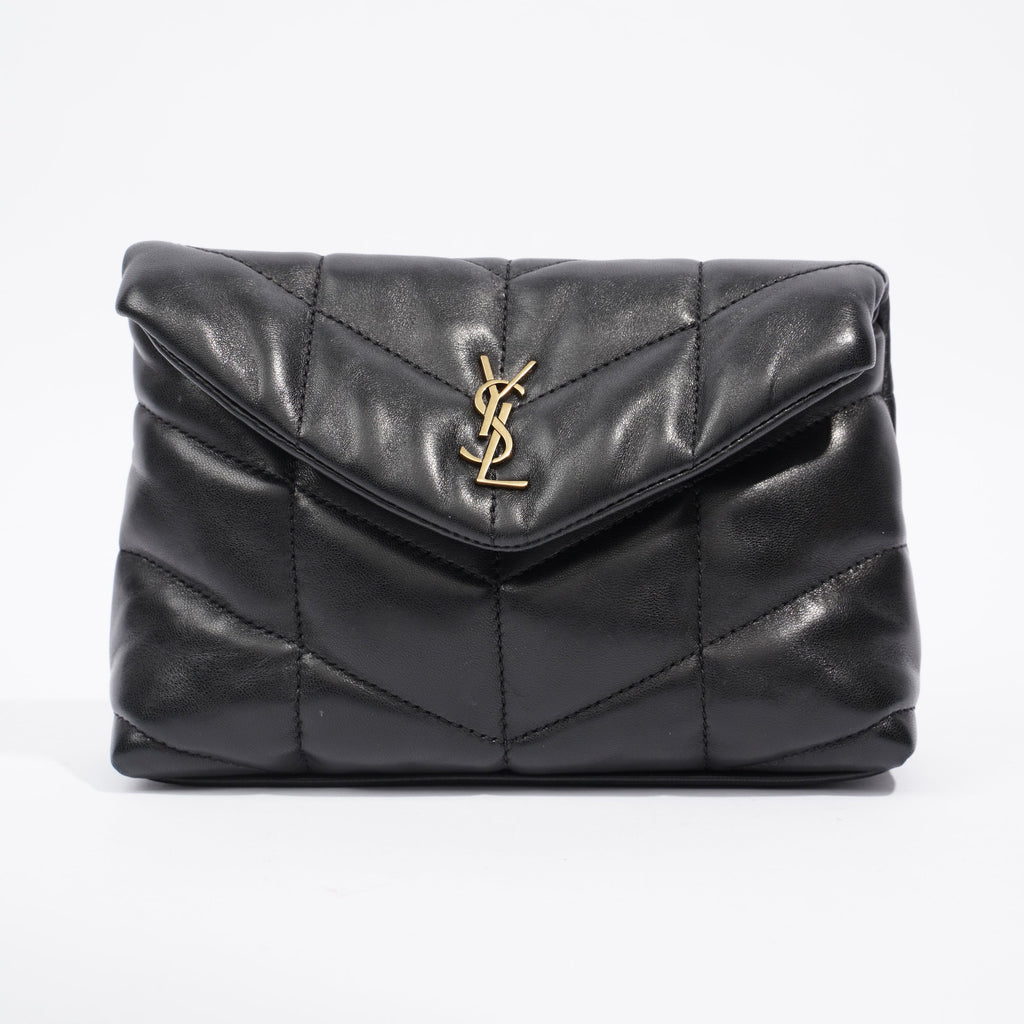 Saint Laurent Small Puffer Pouch Black Lambskin Leather