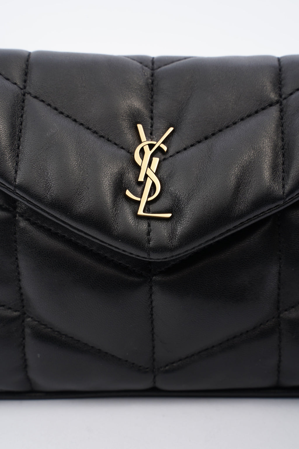 Saint Laurent Small Puffer Pouch Black Lambskin Leather