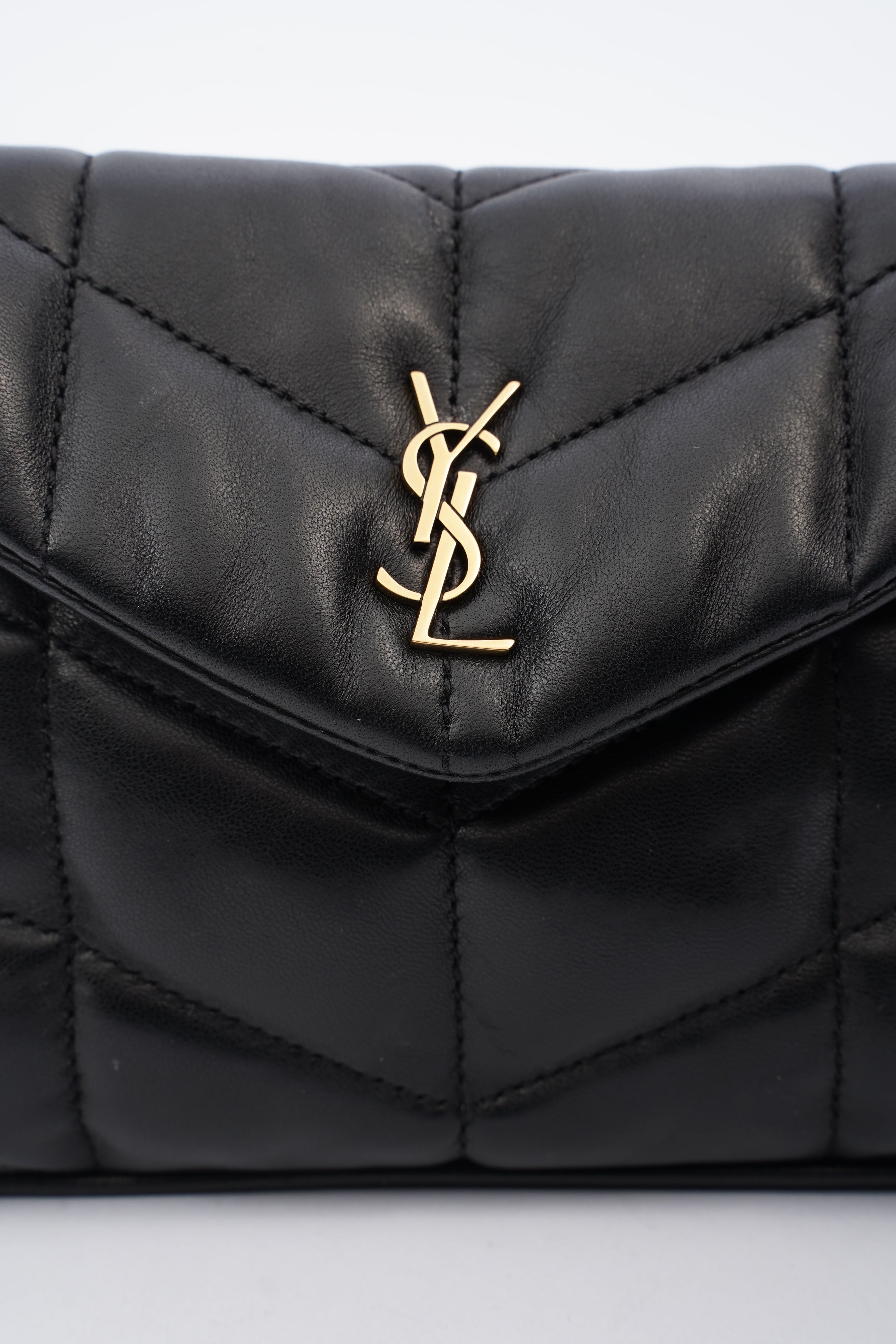 Saint Laurent Small Puffer Pouch Black Lambskin Leather