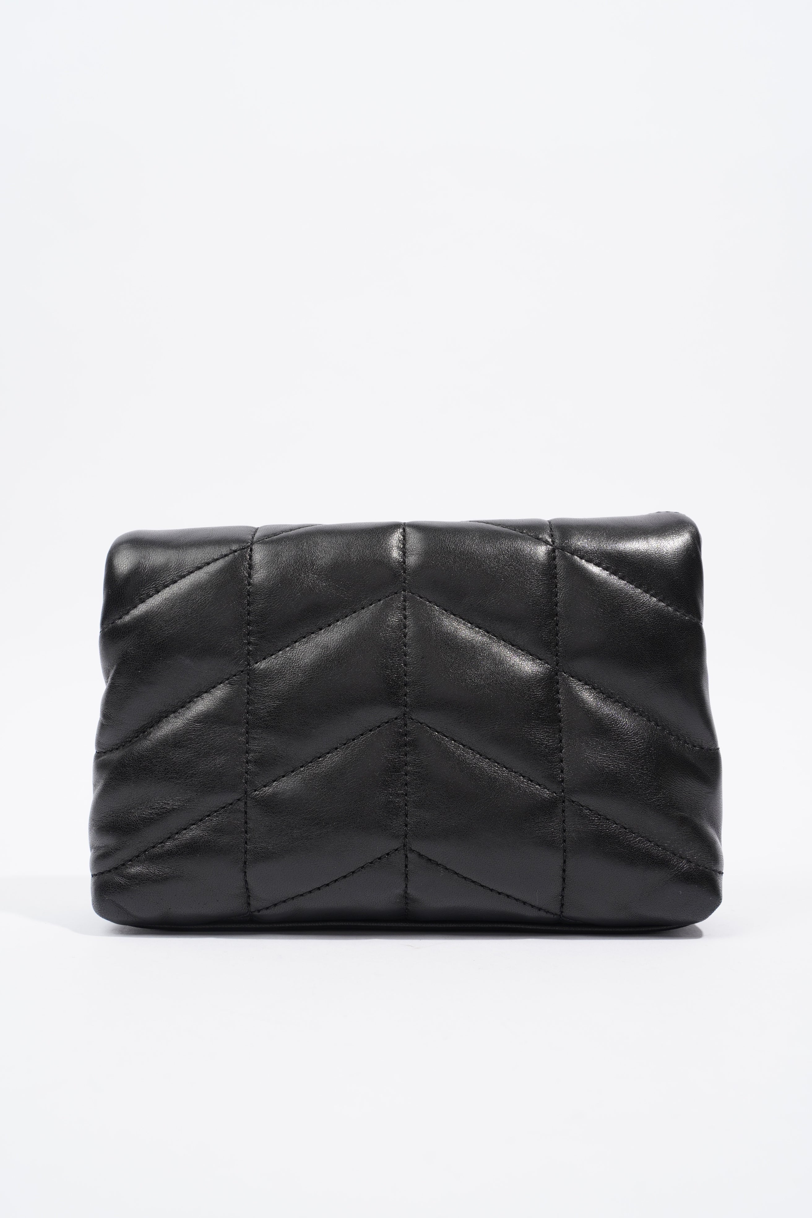 Saint Laurent Small Puffer Pouch Black Lambskin Leather