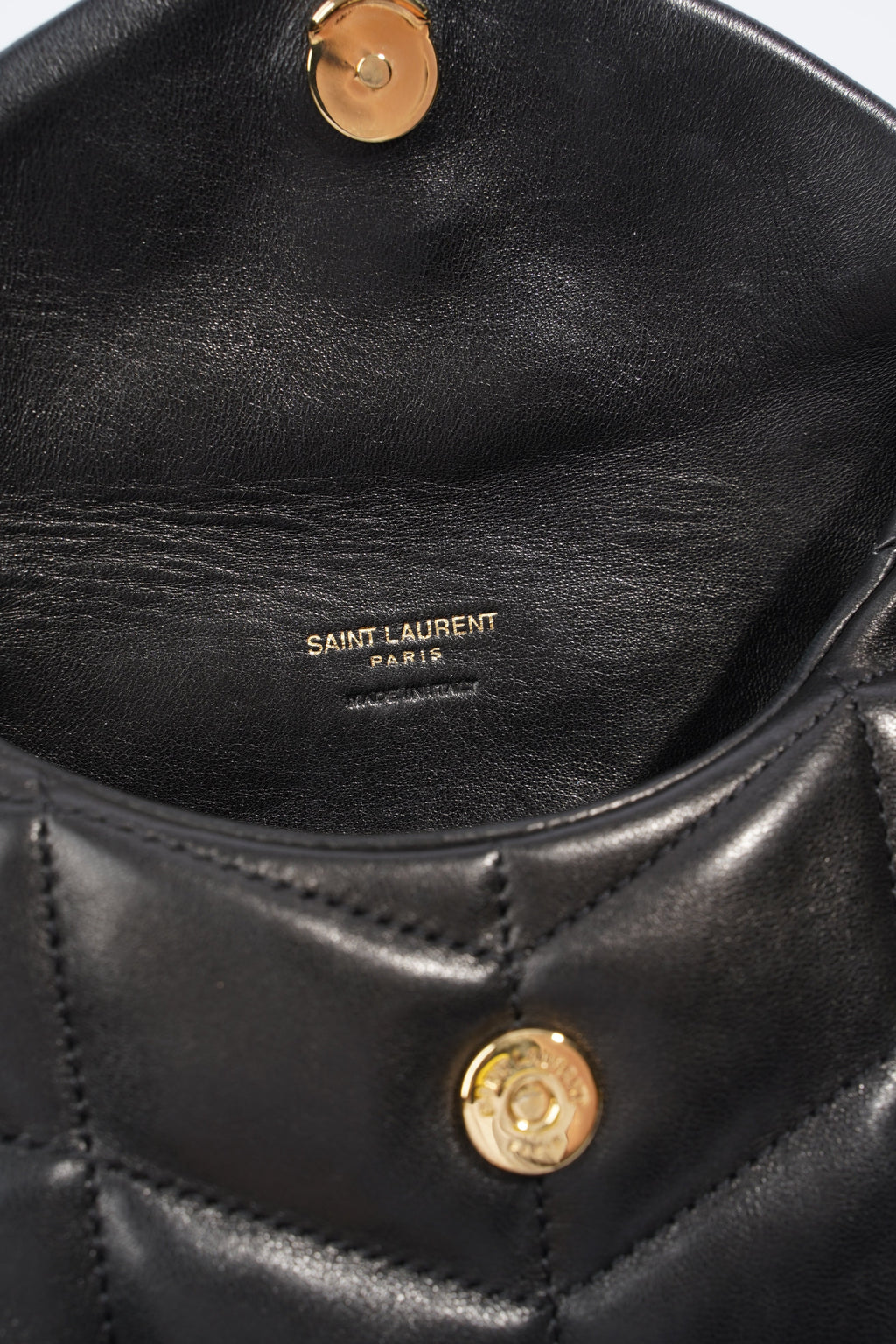 Saint Laurent Small Puffer Pouch Black Lambskin Leather