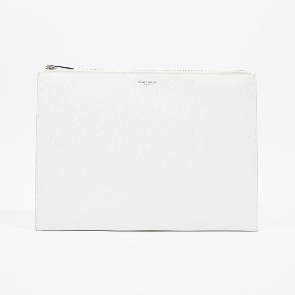 Saint Laurent Pouch White Leather
