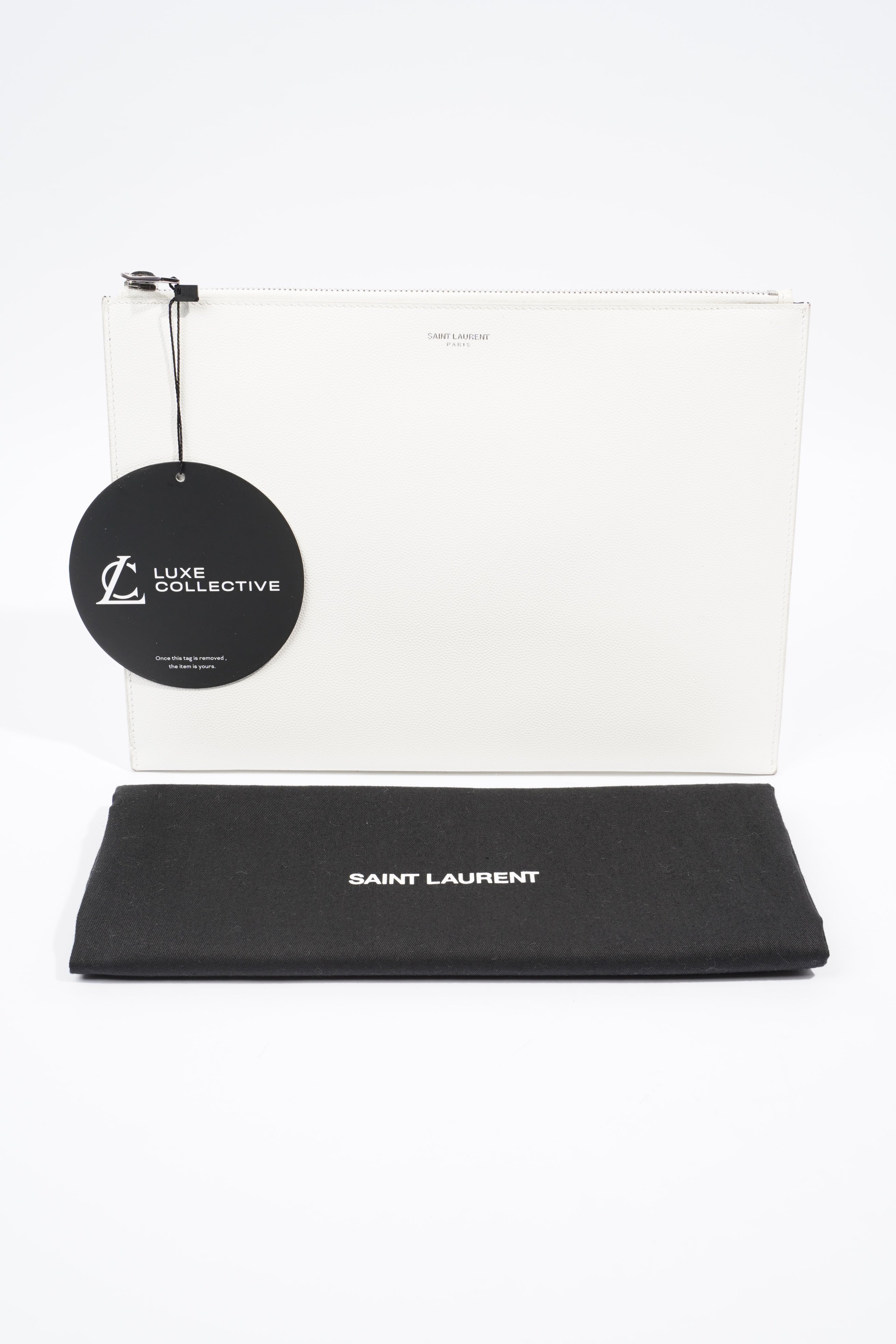 Saint Laurent Pouch White Leather