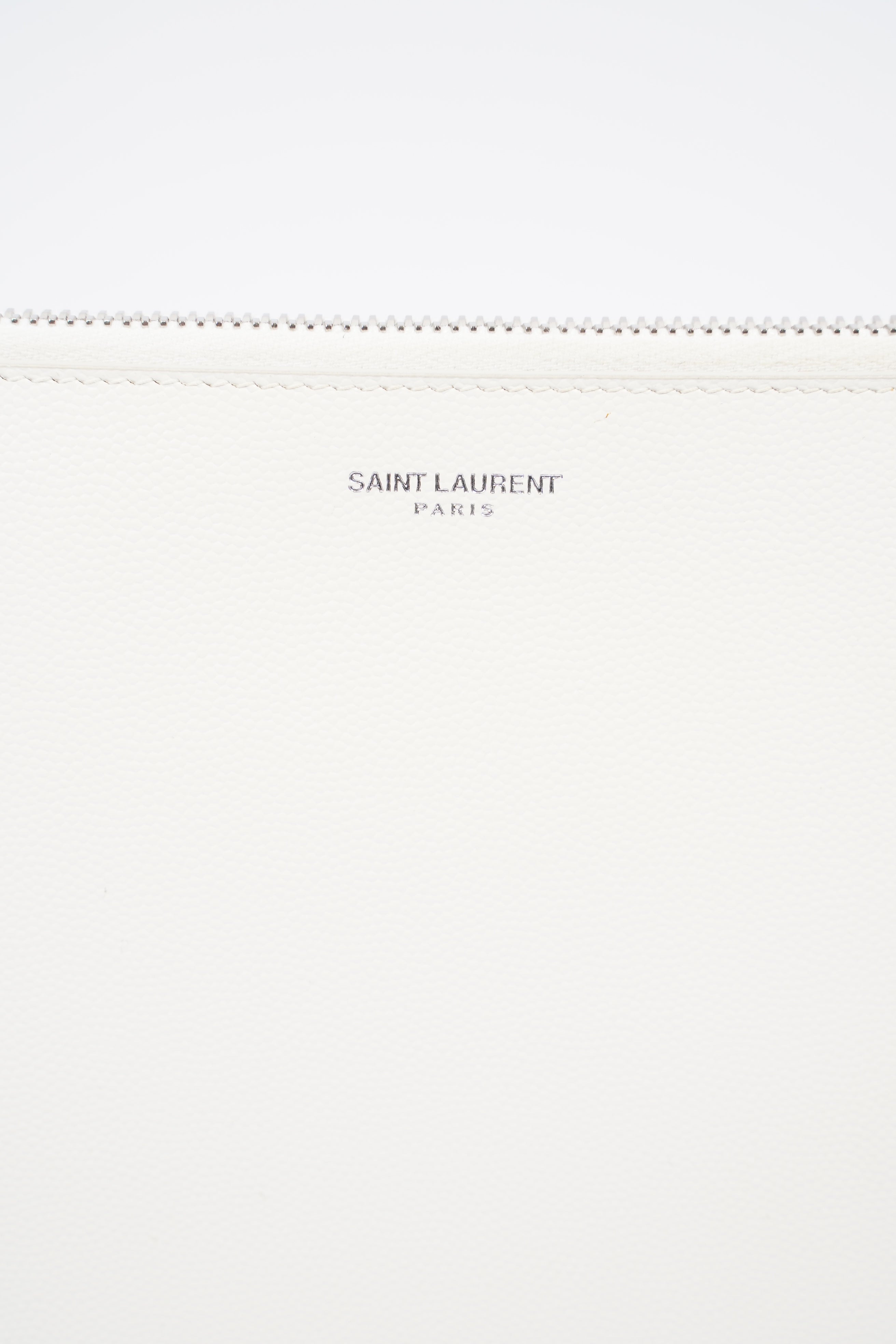 Saint Laurent Pouch White Leather