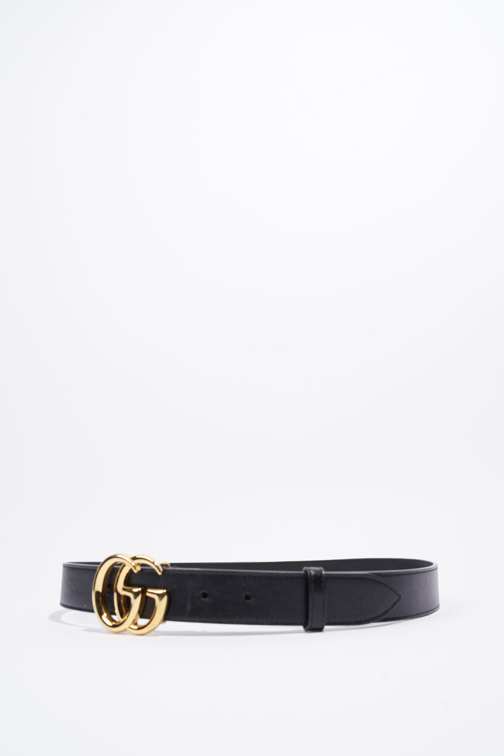 Gucci GG Marmont Belt With Shiny Buckle Black Leather 85cm 34''