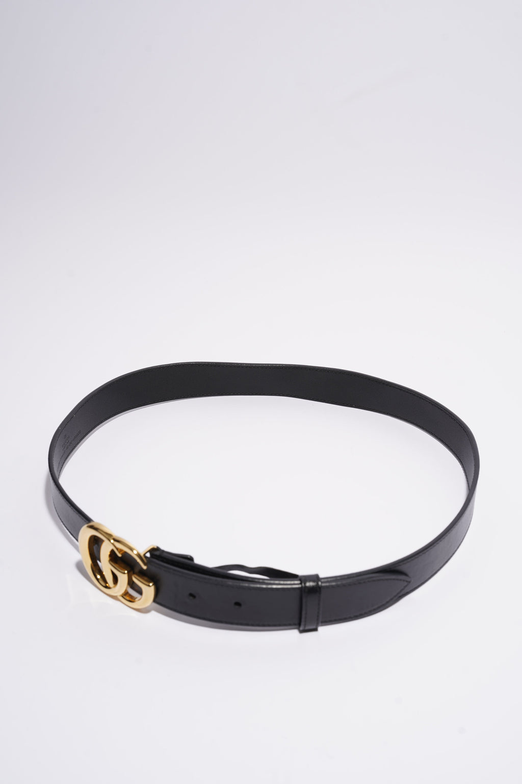 Gucci GG Marmont Belt With Shiny Buckle Black Leather 85cm 34''