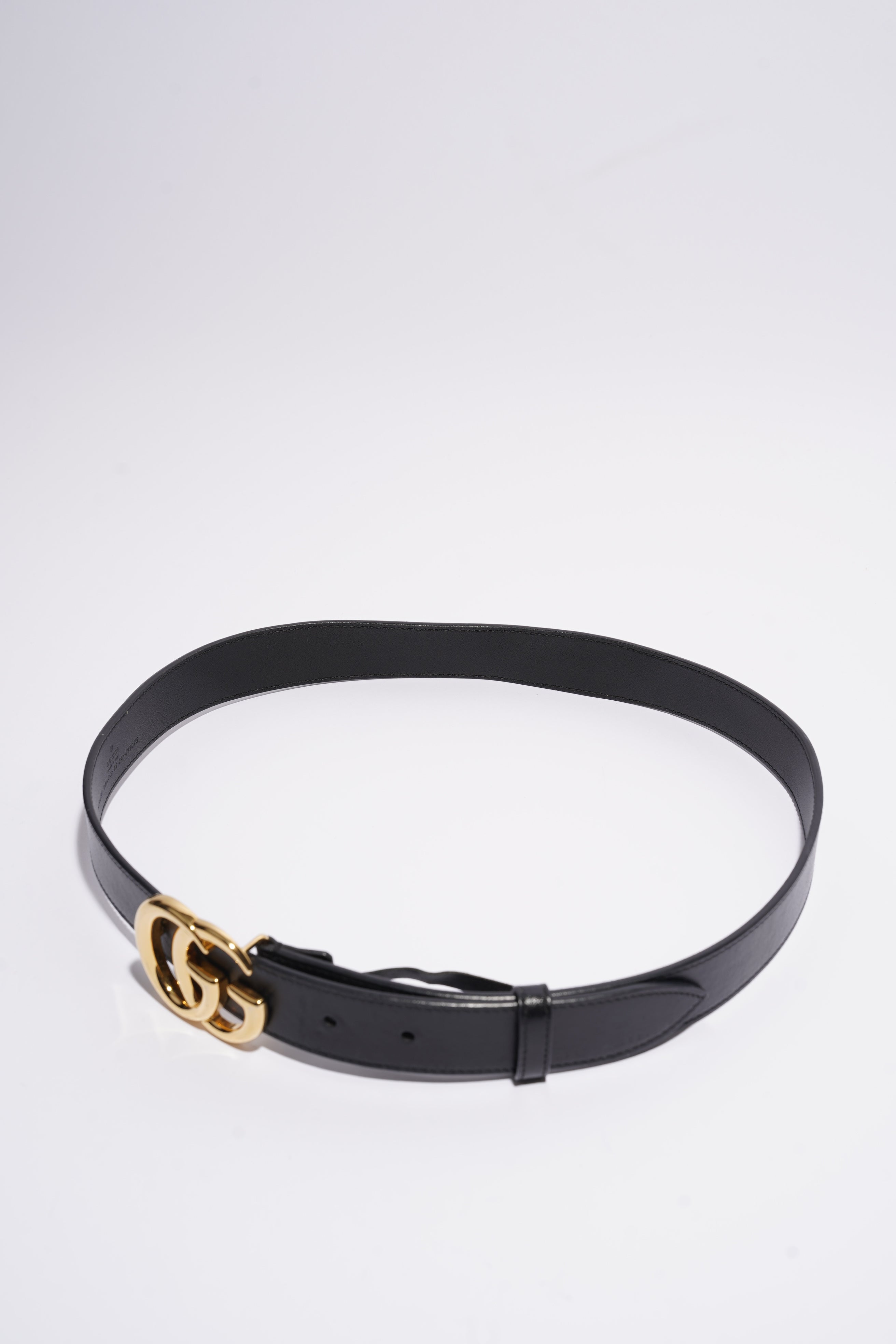 Gucci GG Marmont Belt With Shiny Buckle Black Leather 85cm 34''