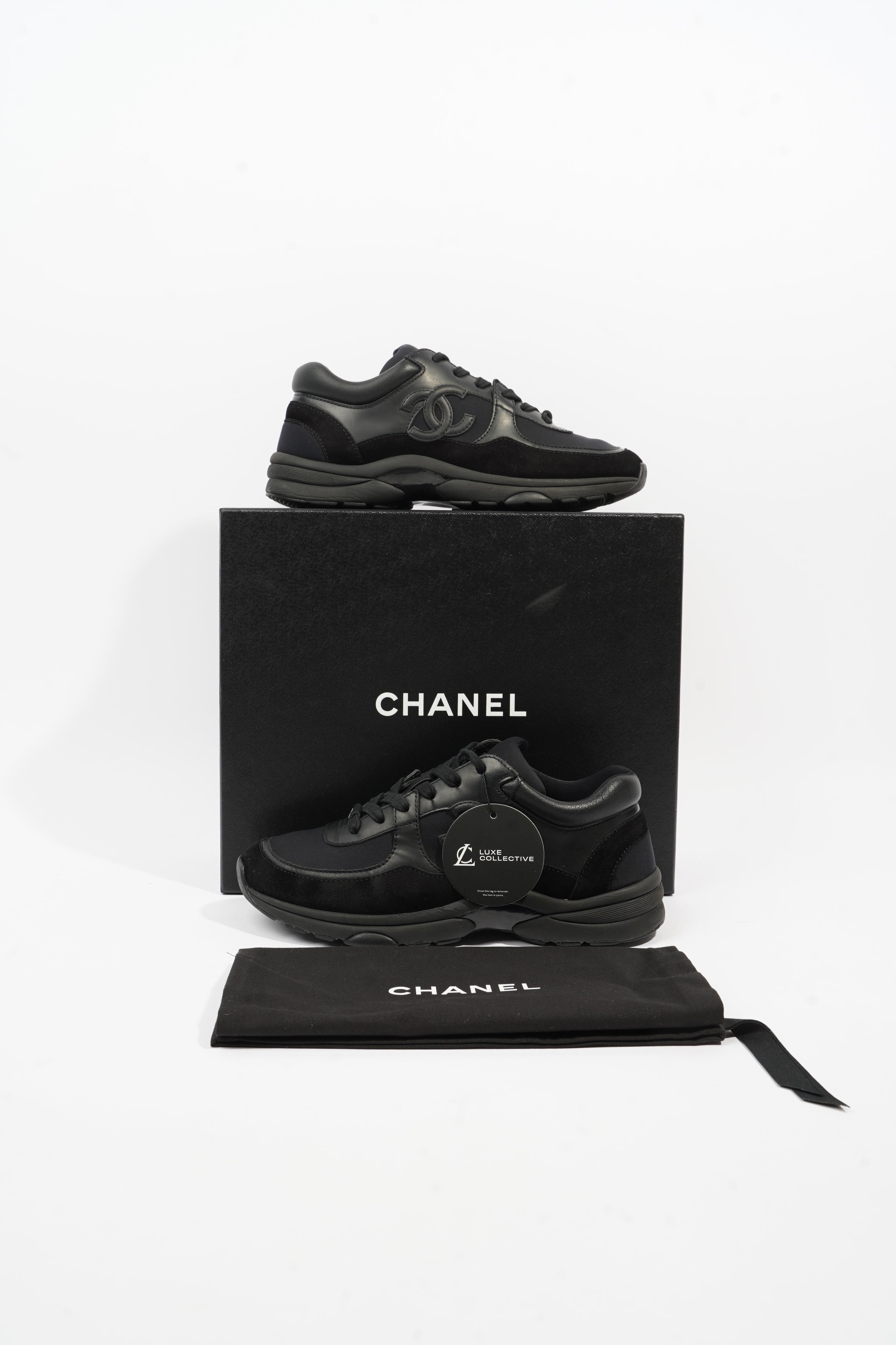 Chanel CC Runner Black Suede EU 37.5 UK 4.5