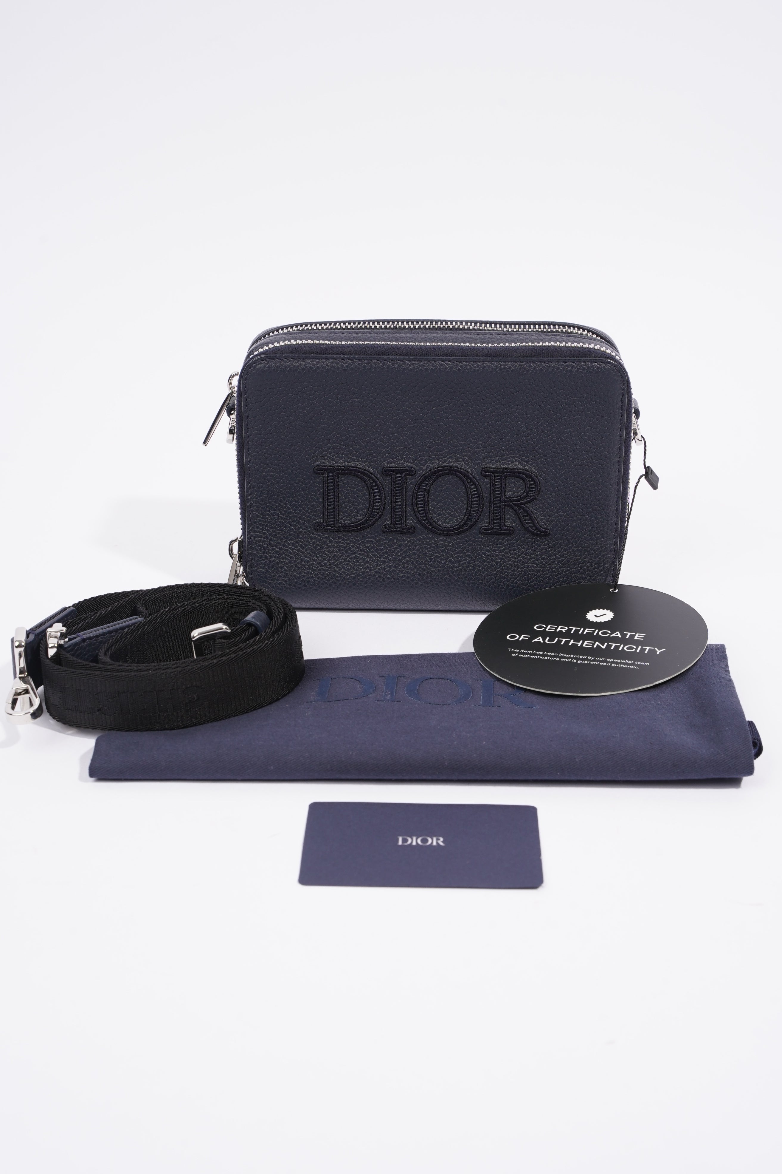 Christian Dior Messenger Pouch Navy Leather