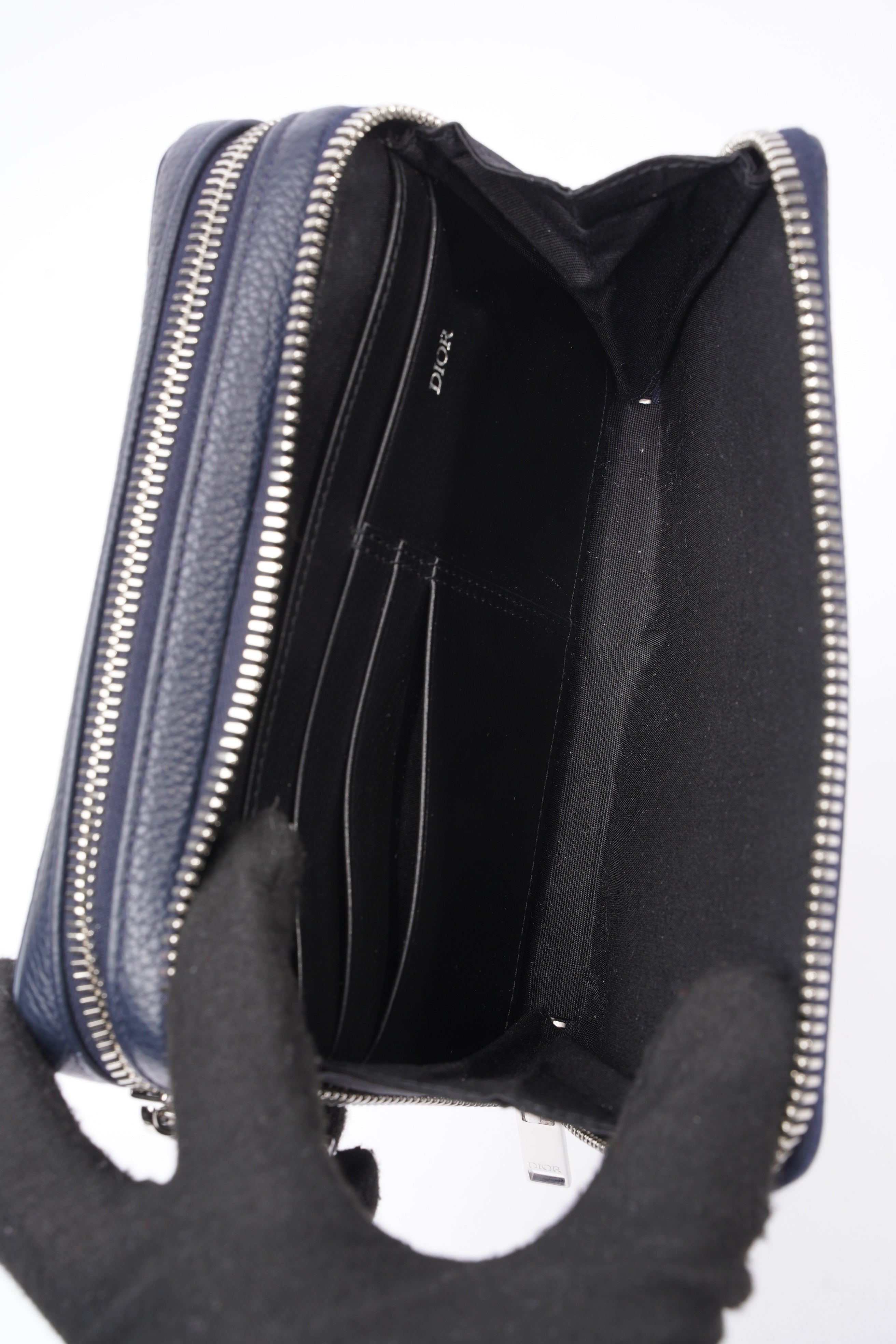 Christian Dior Messenger Pouch Navy Leather