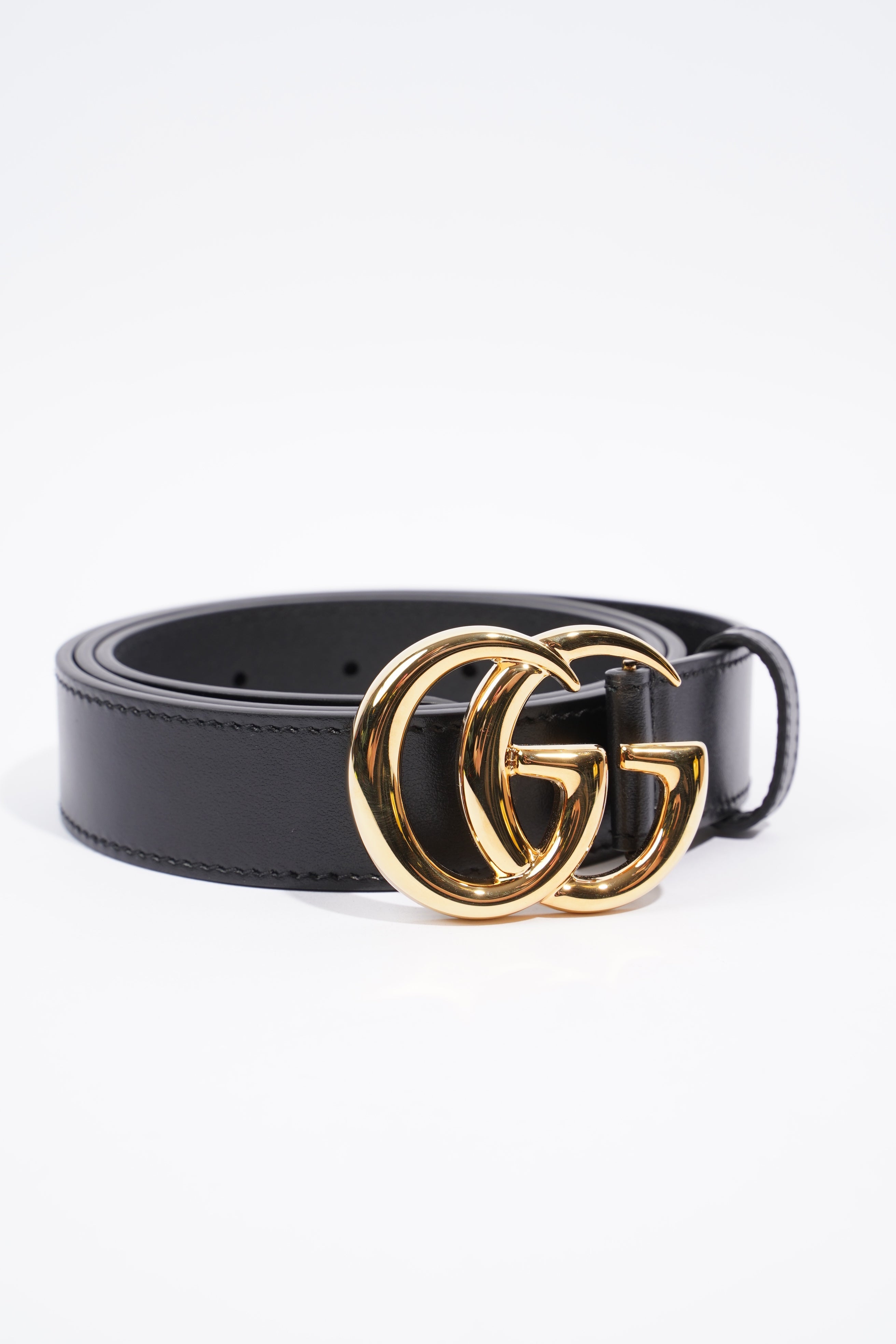Gucci GG Marmont Shiny Buckle Belt Black Leather 90cm 36"