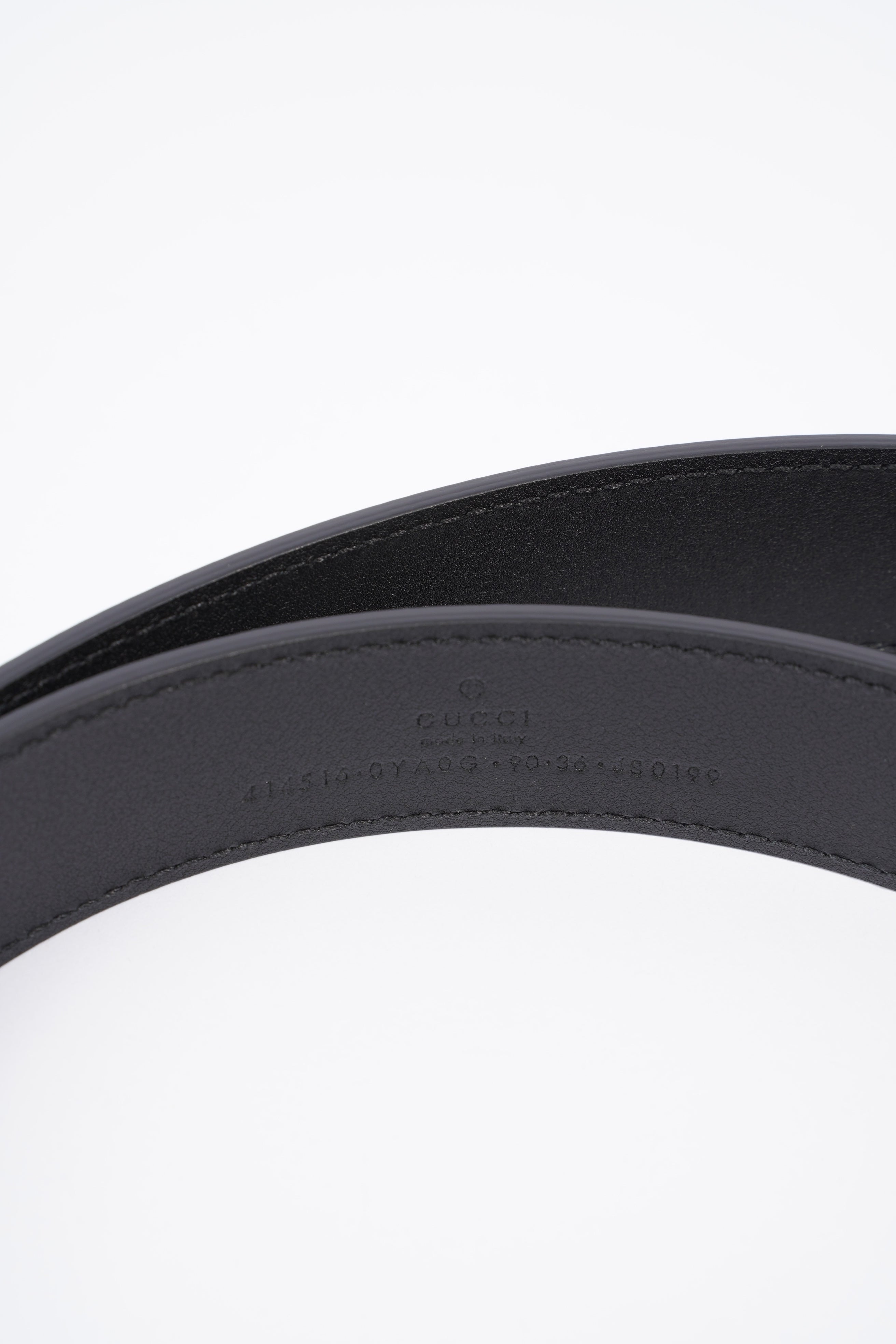 Gucci GG Marmont Shiny Buckle Belt Black Leather 90cm 36"