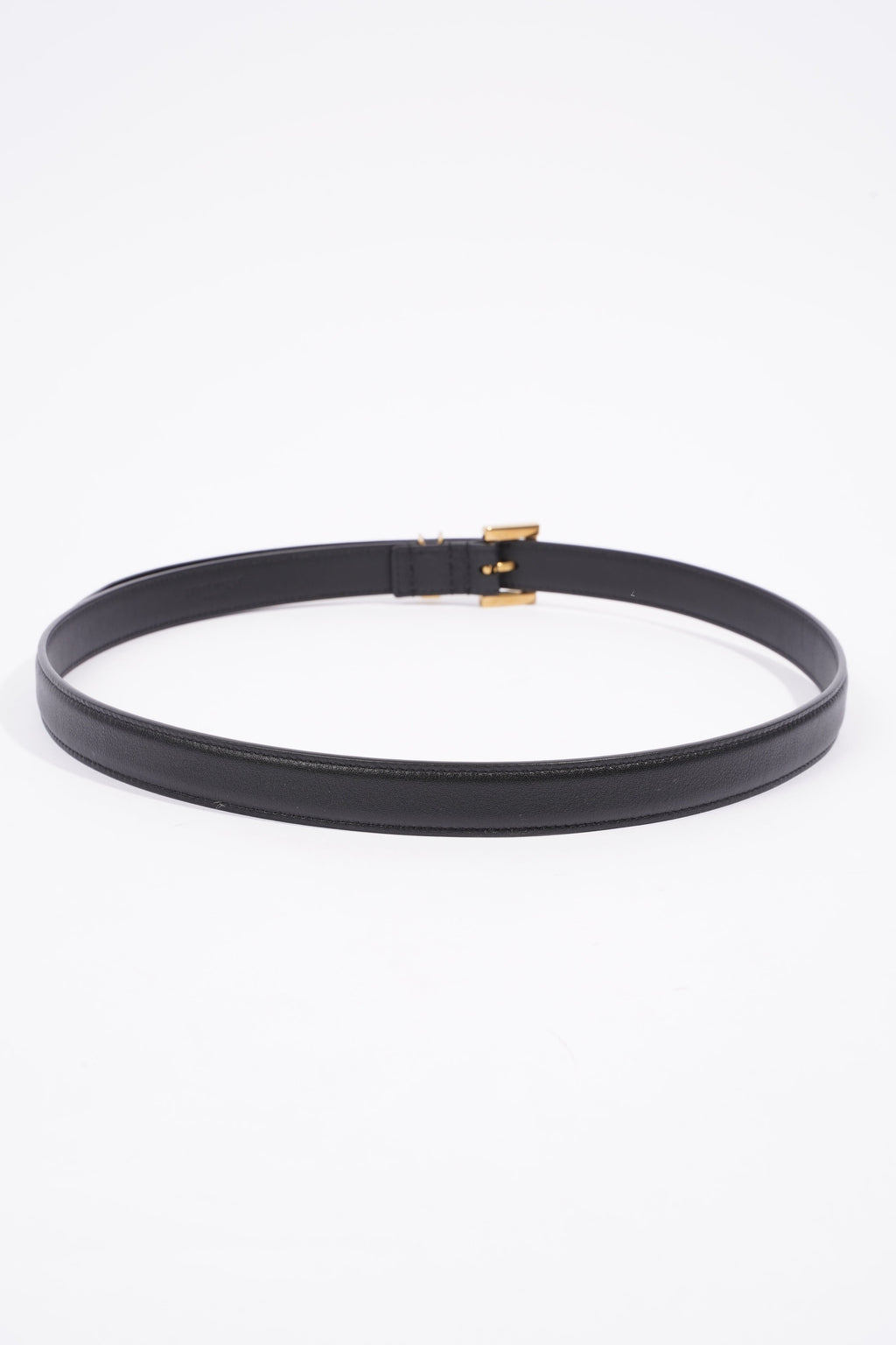 Saint Laurent Cassandre Belt With Square Buckle Black Leather 85cm