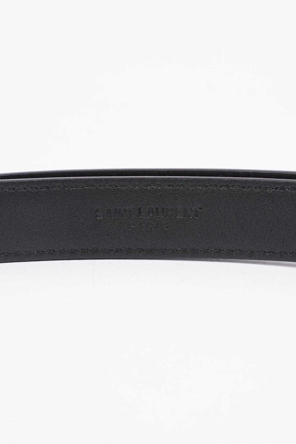 Saint Laurent Cassandre Belt With Square Buckle Black Leather 85cm