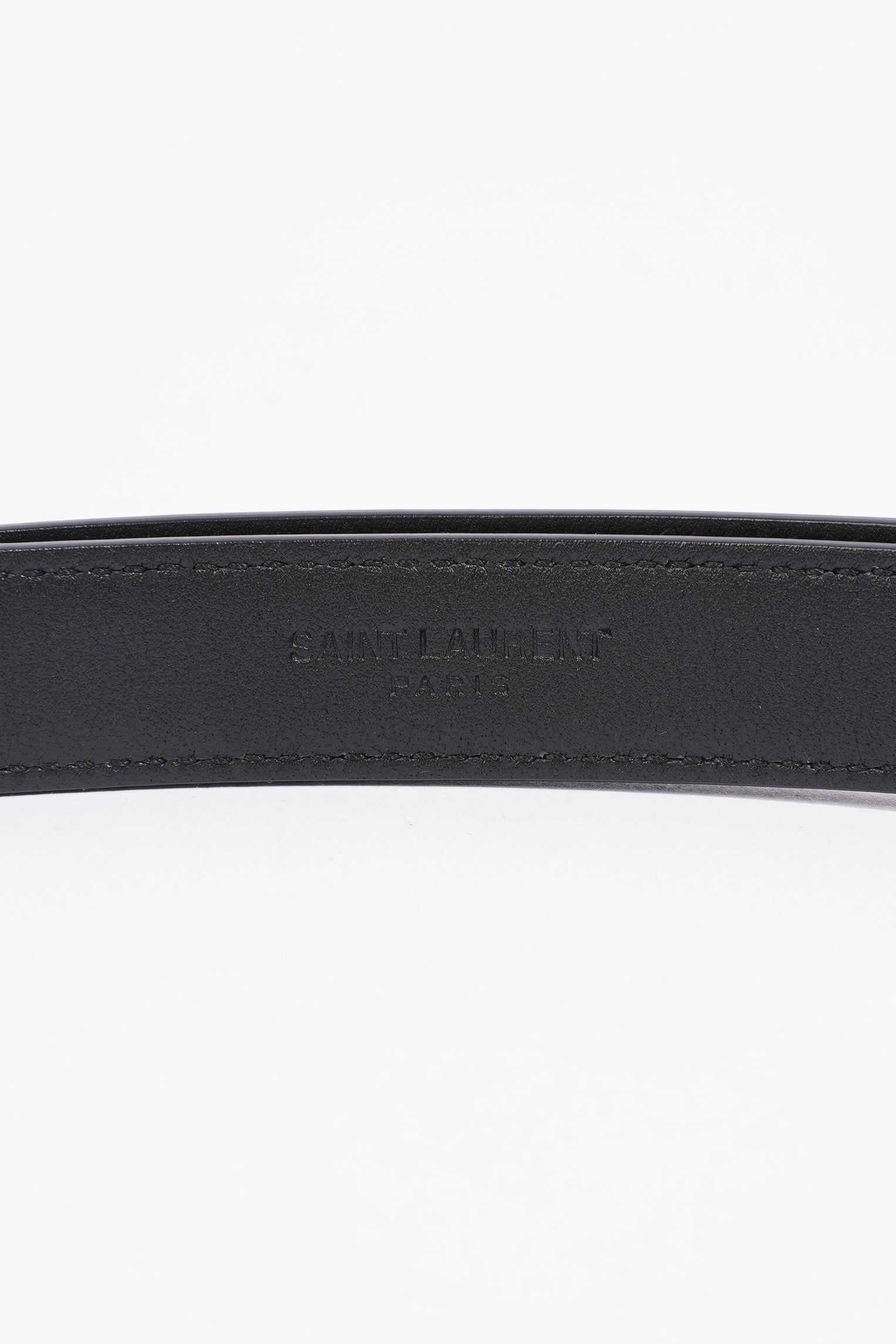 Saint Laurent Cassandre Belt With Square Buckle Black Leather 85cm