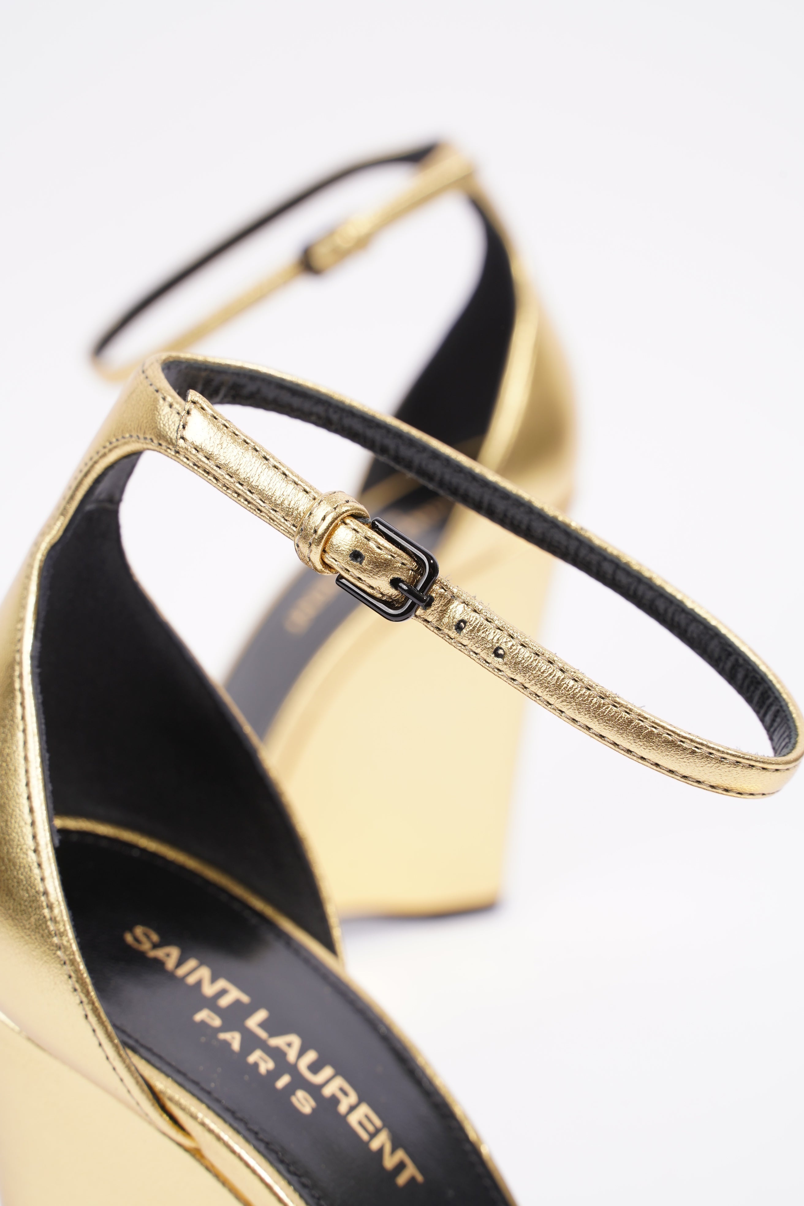 Saint Laurent Lila Wedge 105 Gold Leather EU 39 UK 6