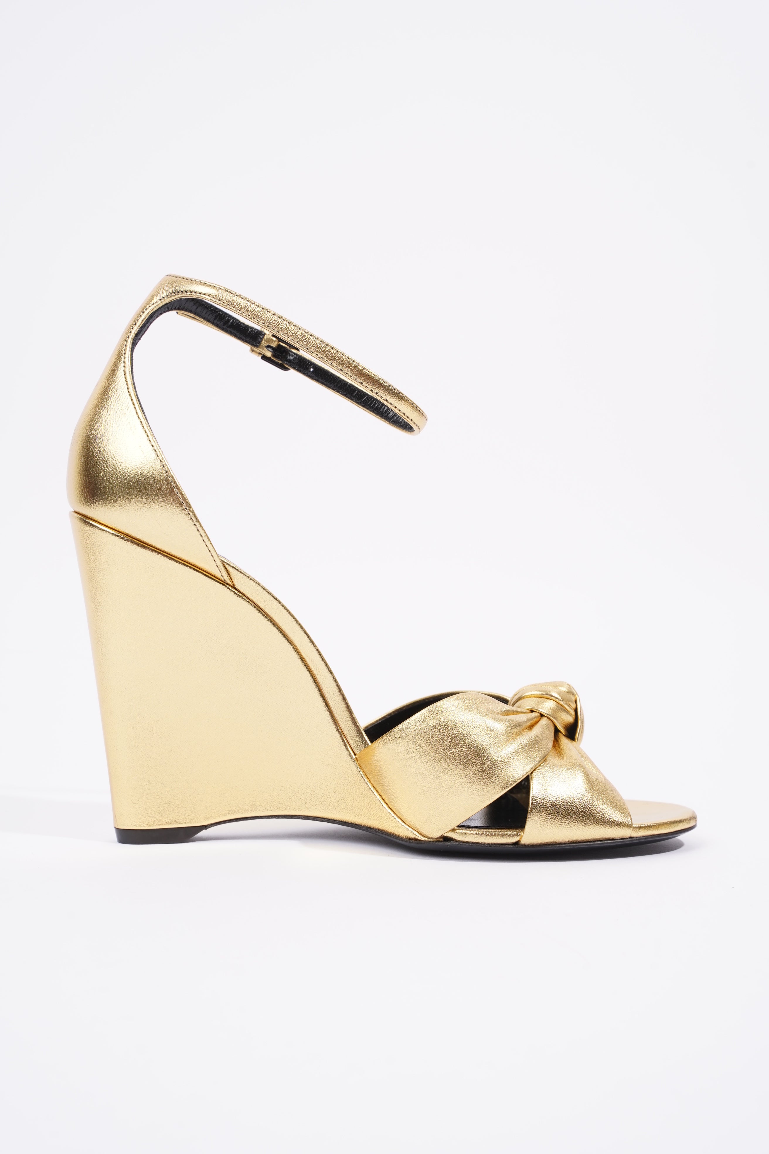 Saint Laurent Lila Wedge 105 Gold Leather EU 39 UK 6