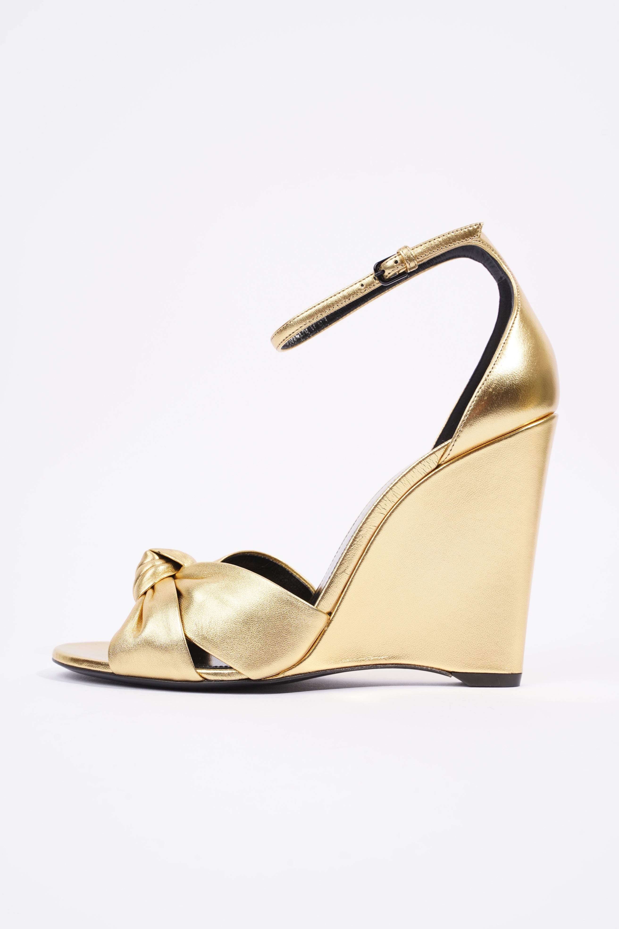 Saint Laurent Lila Wedge 105 Gold Leather EU 39 UK 6