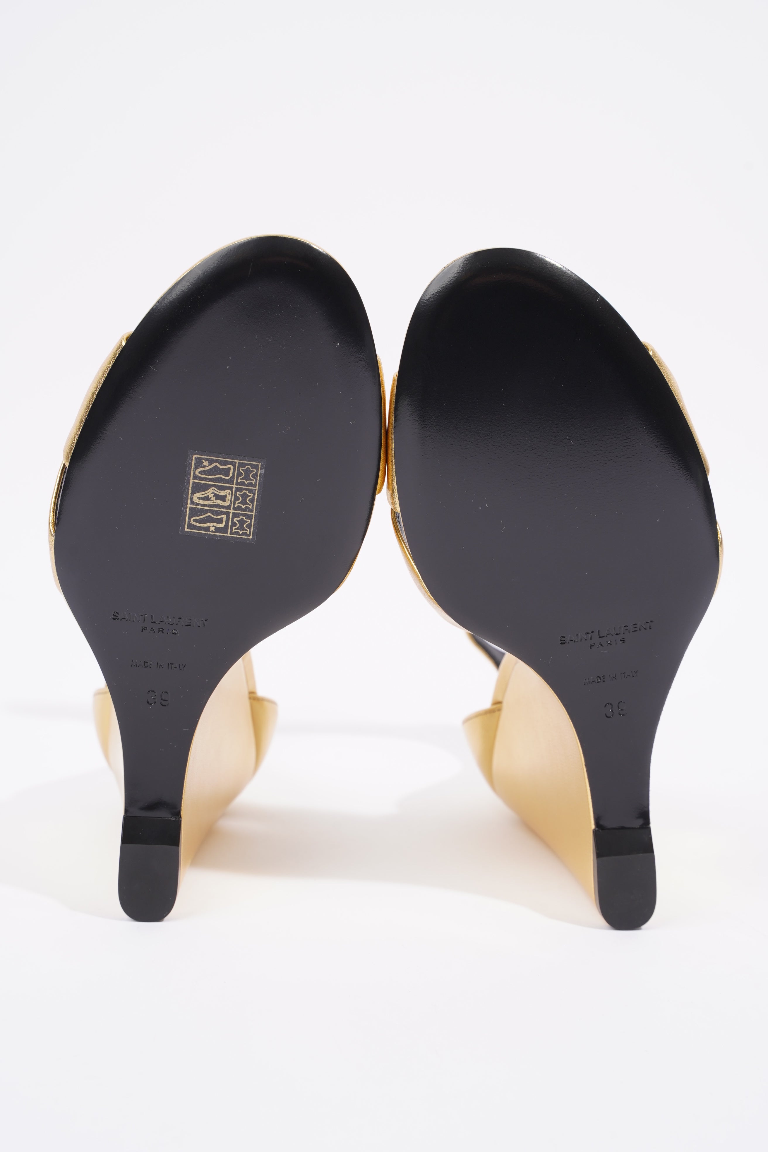 Saint Laurent Lila Wedge 105 Gold Leather EU 39 UK 6